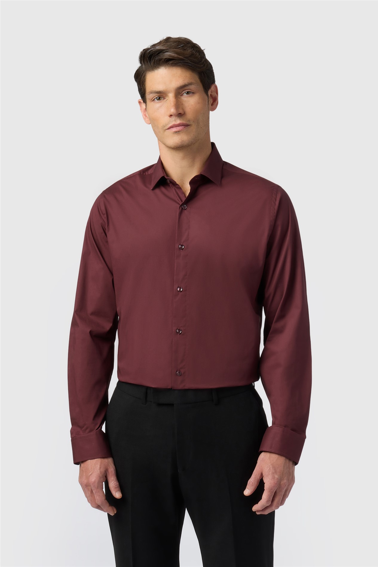 Limehaus Tailored Fit Burgundy Stretch Shirt
