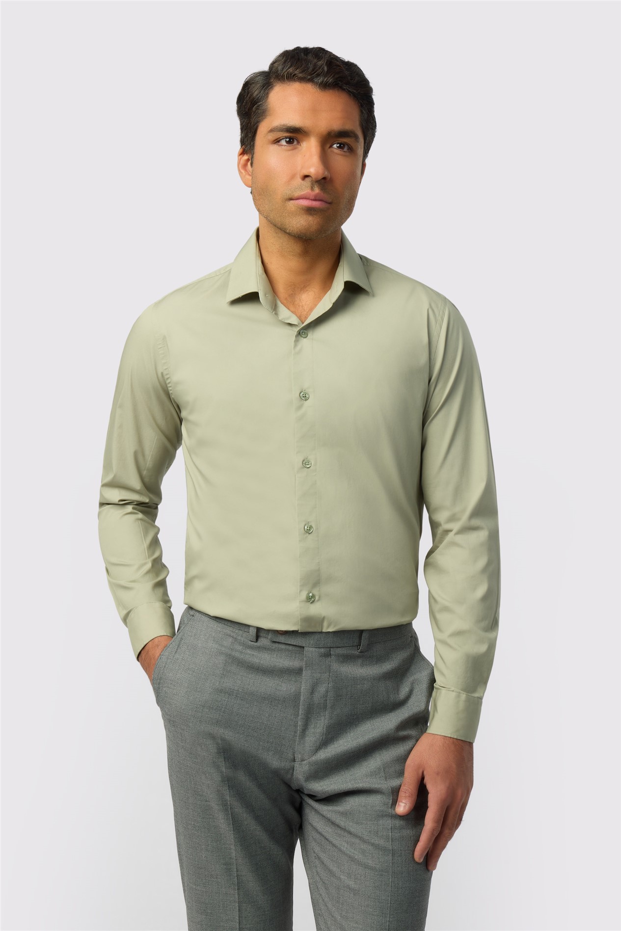 Limehaus Tailored Fit Green Stretch Shirt
