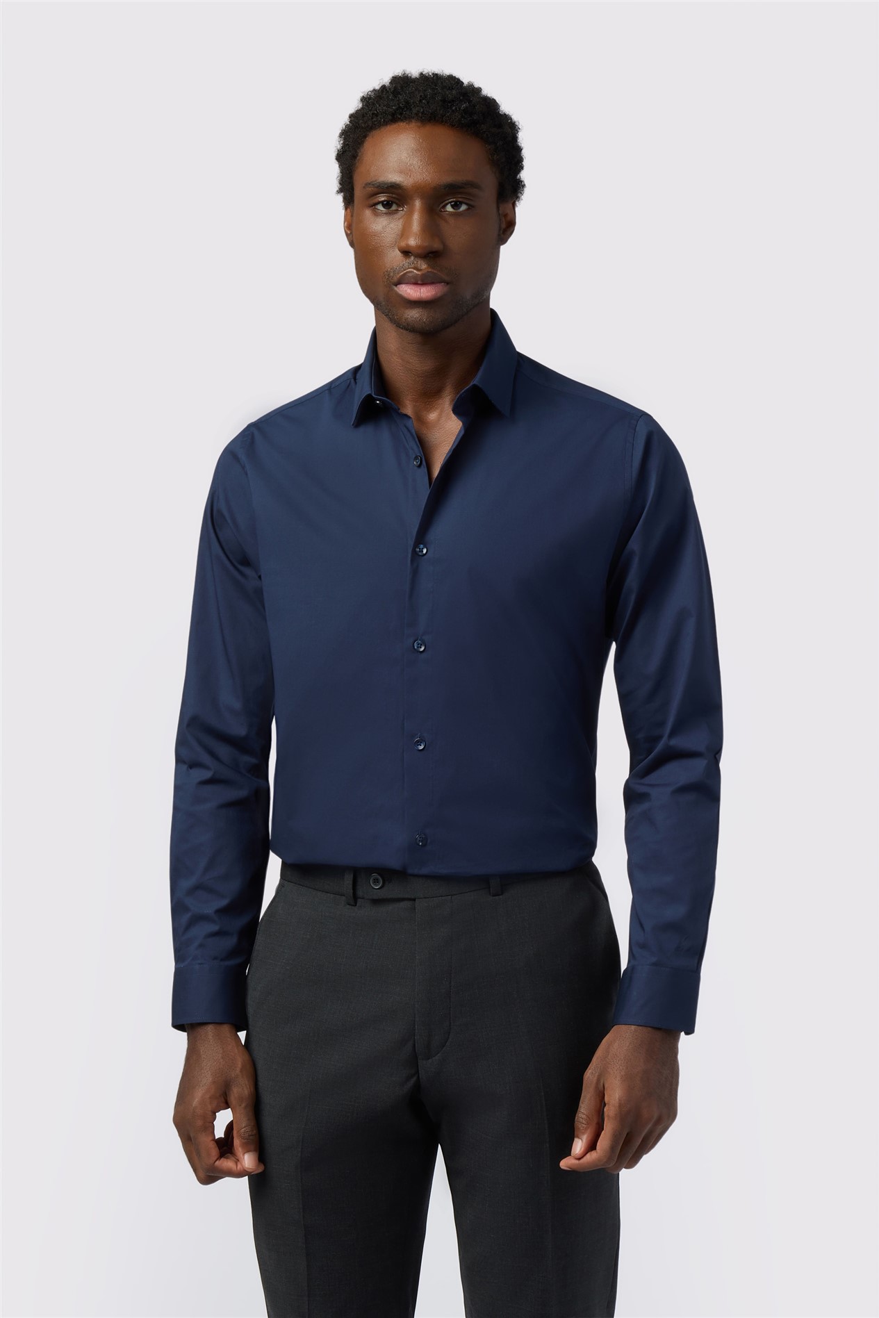 Limehaus Regular Fit Navy Stretch Shirt