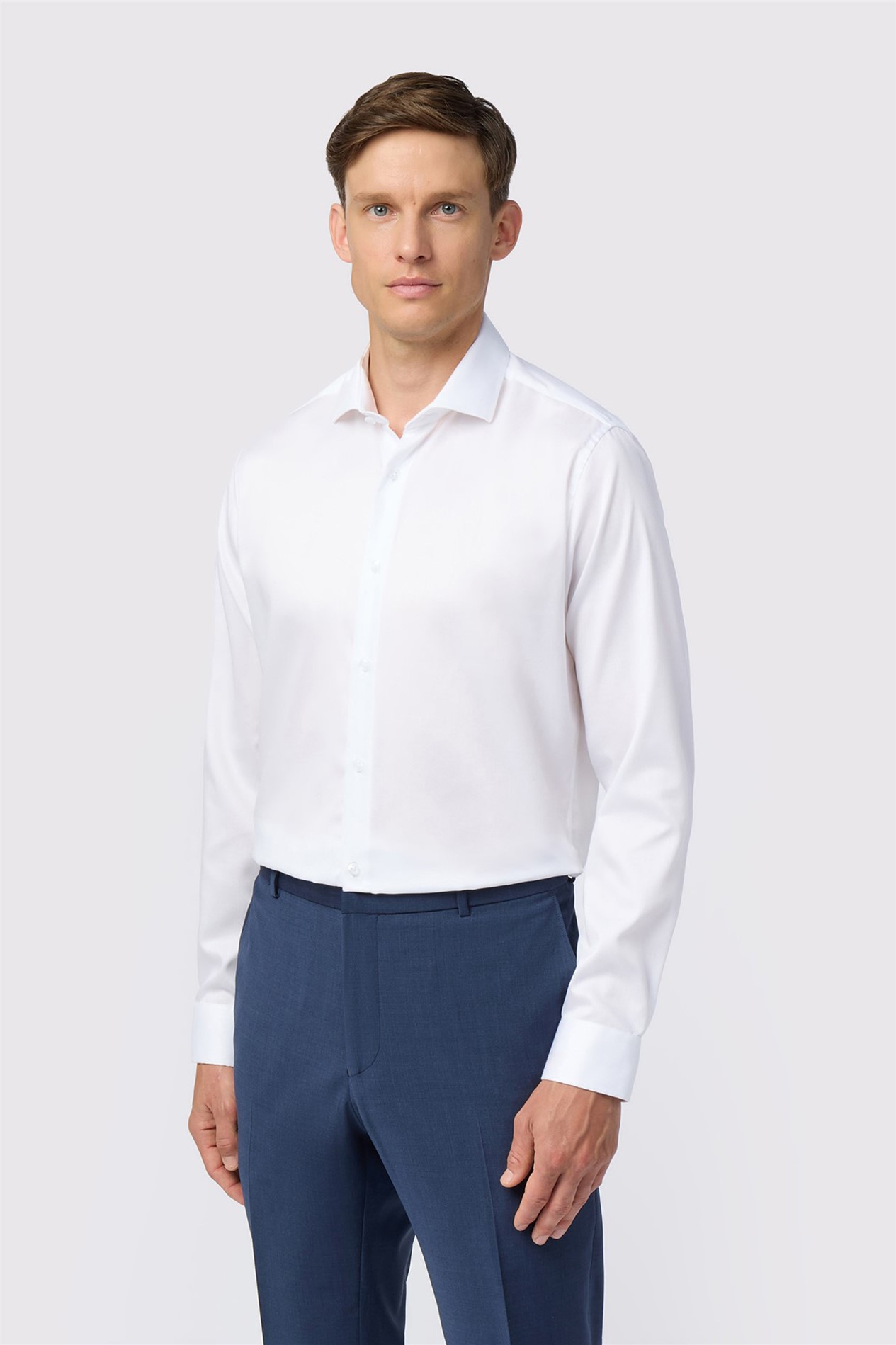 Alexandre Slim Fit White Non-Iron Stretch Twill Shirt