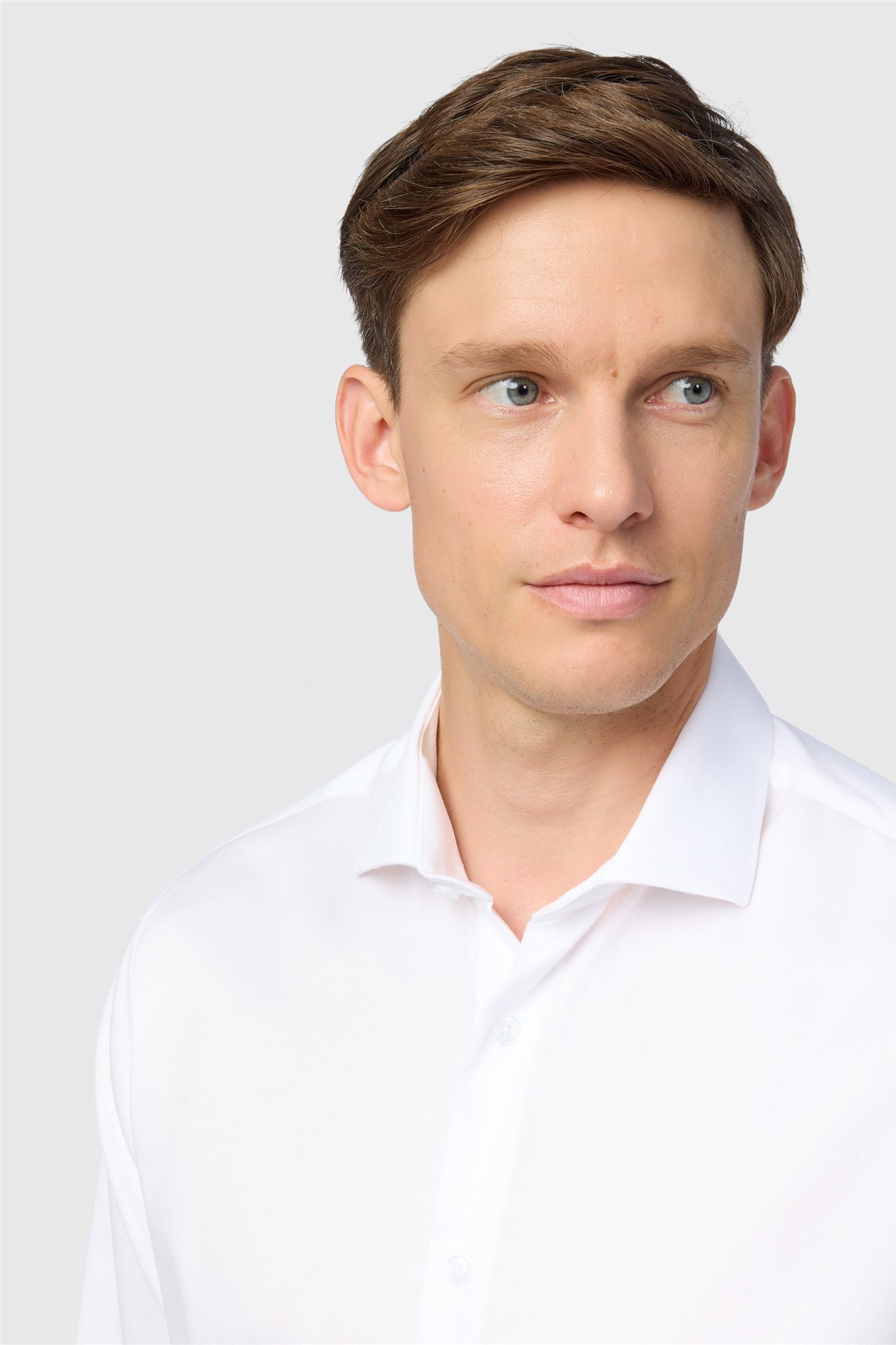 Alexandre Slim Fit White Non-Iron Stretch Twill Shirt