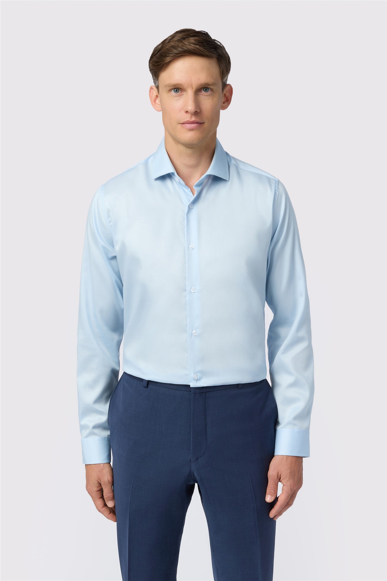 Alexandre Slim Fit Blue Non-Iron Stretch Twill Shirt
