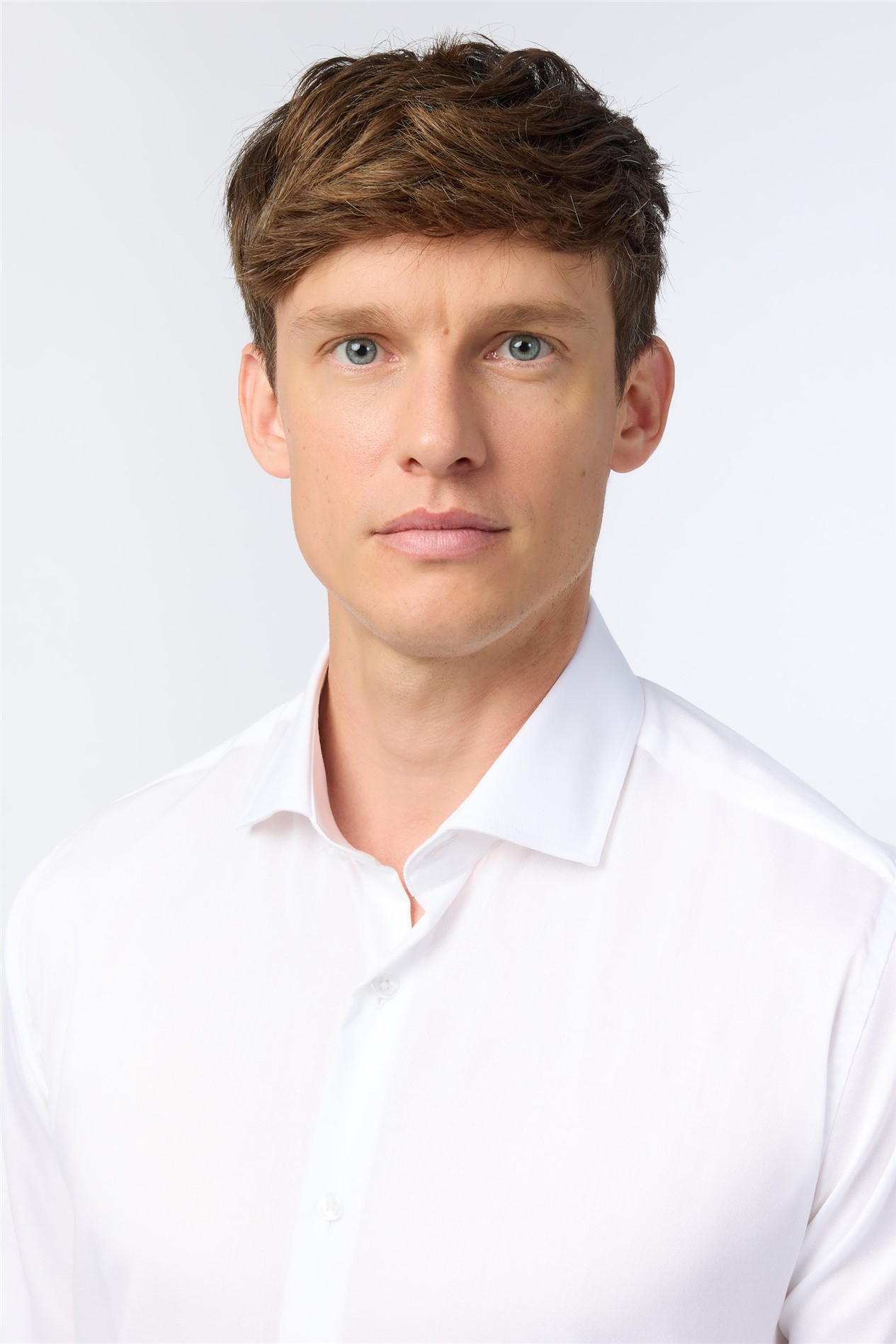 Alexandre Slim Fit White Non-Iron Stretch Twill Shirt

