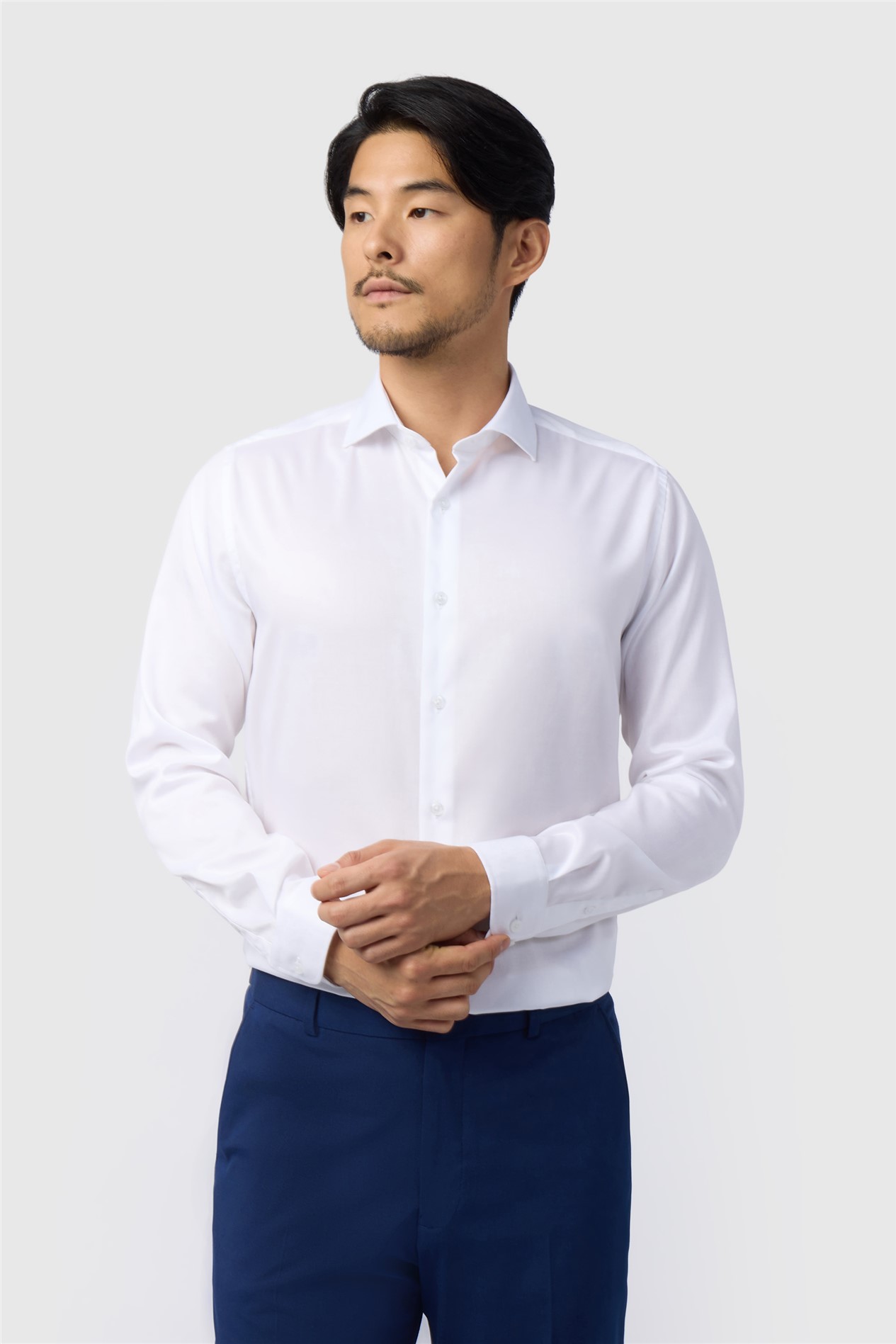 Alexandre Regular Fit White Non-Iron Stretch Single Cuff Shirt