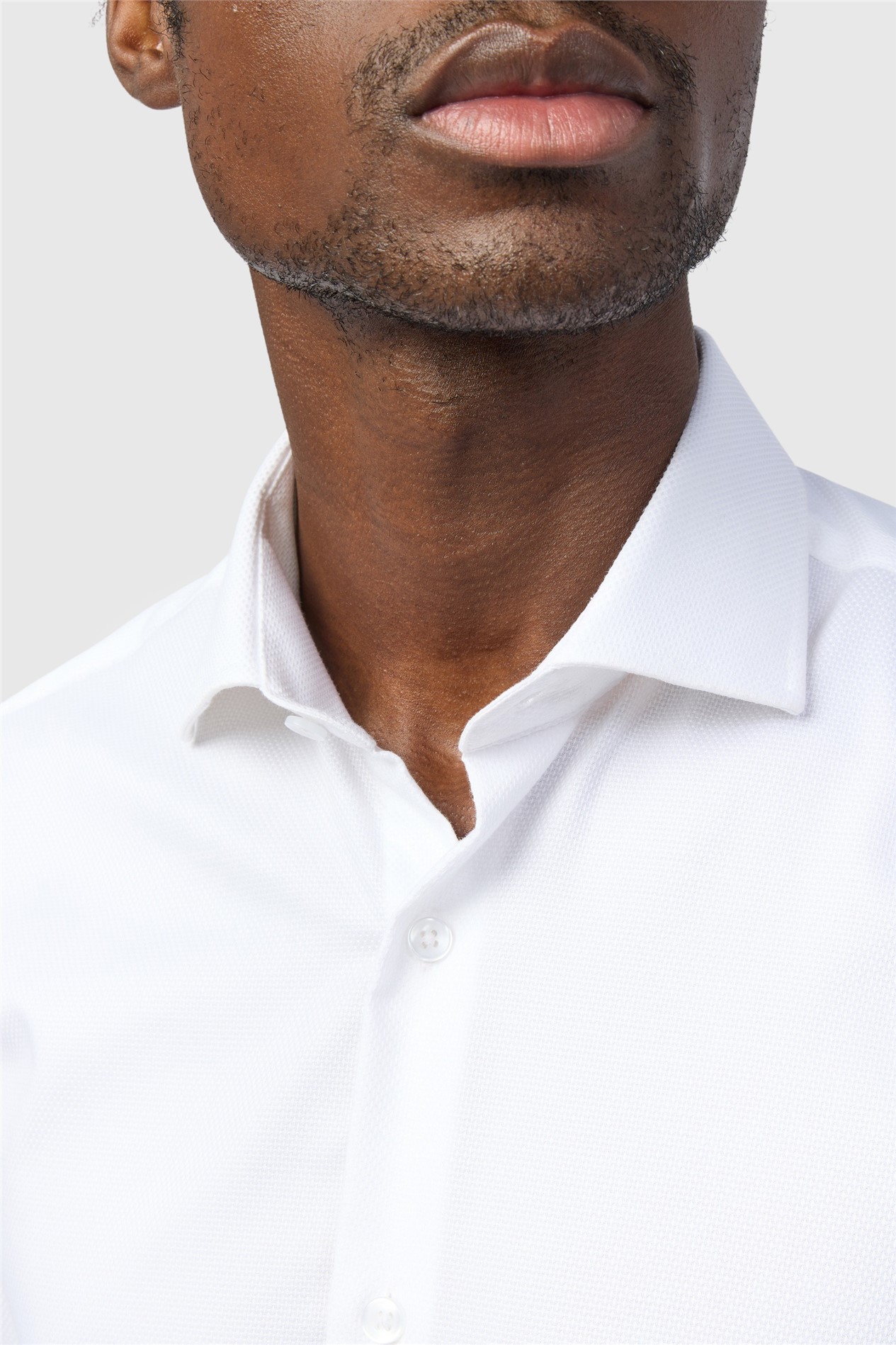 Alexandre Tailored Fit White Non-Iron Textured Shirt