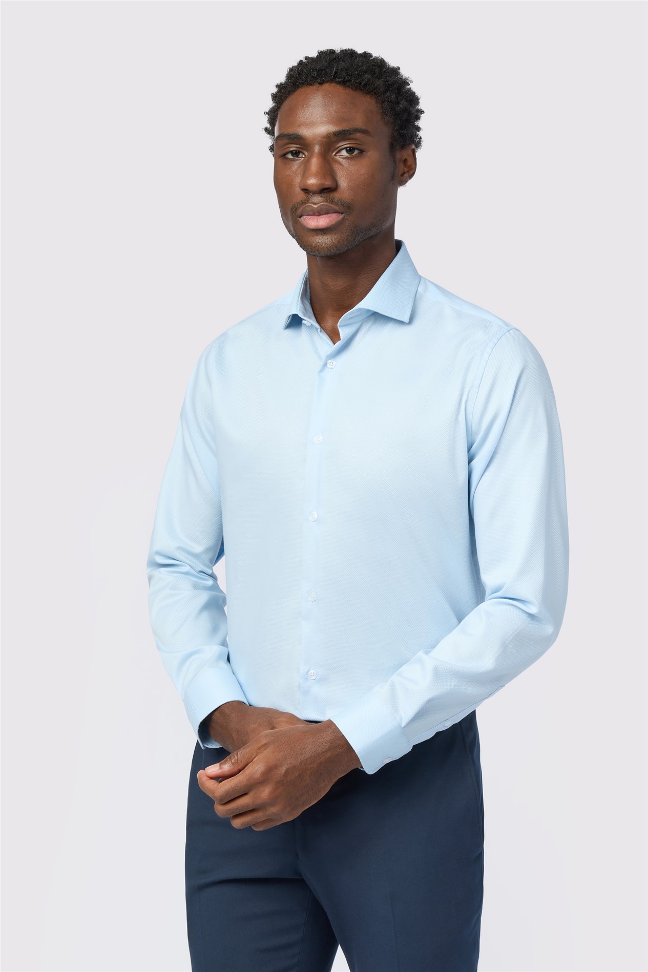 Alexandre Tailored Fit Blue Non-Iron Textured Shirt