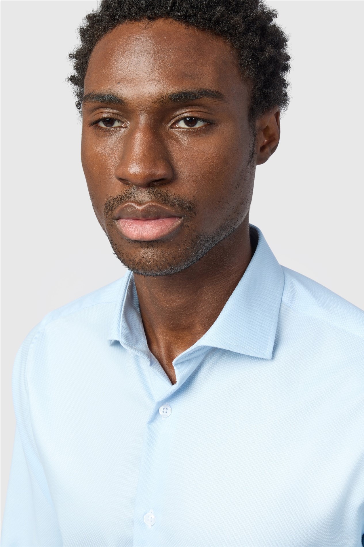 Alexandre Tailored Fit Blue Non-Iron Textured Shirt
