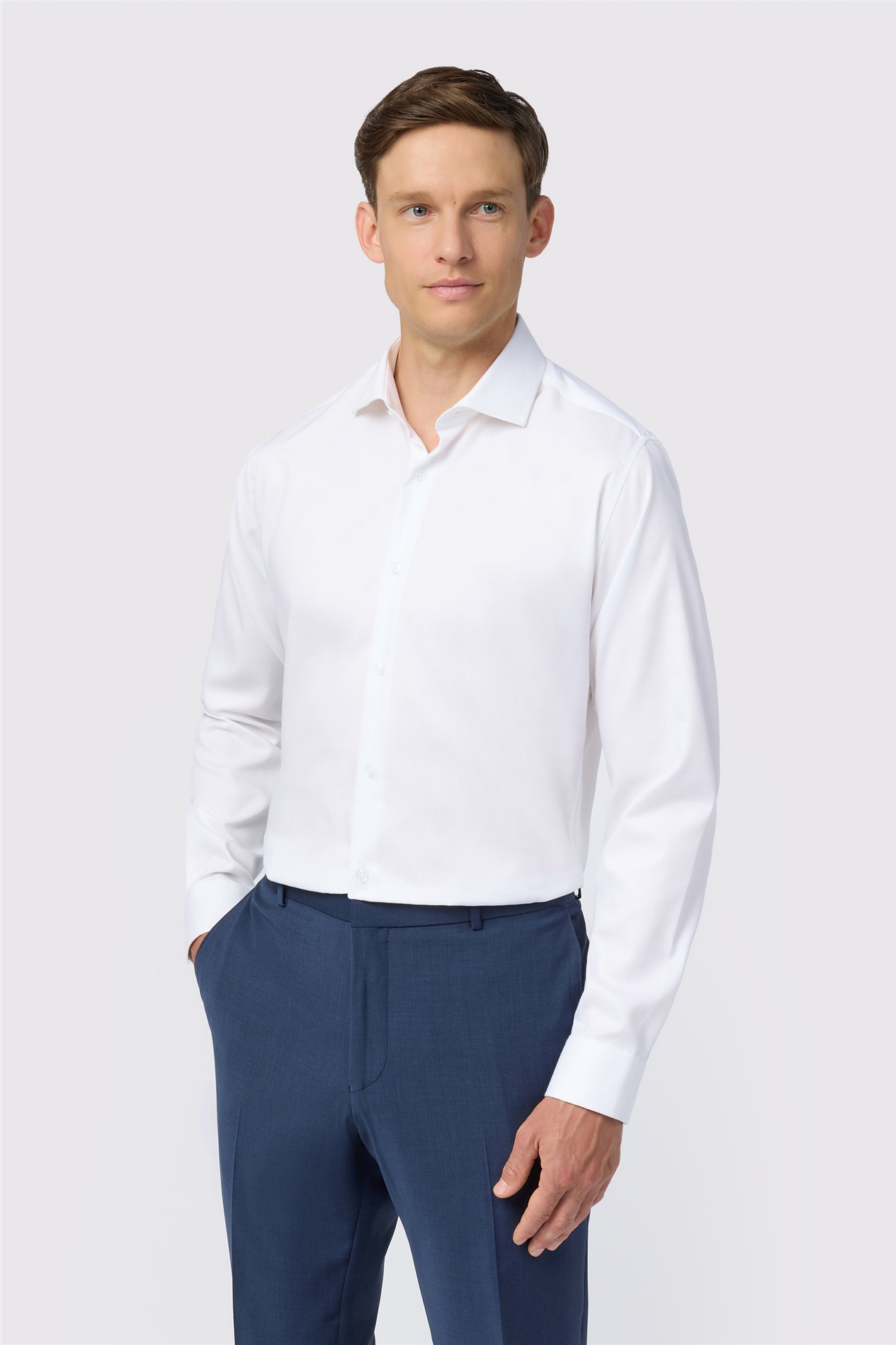 Alexandre Slim Fit White Non-Iron Textured Shirt
