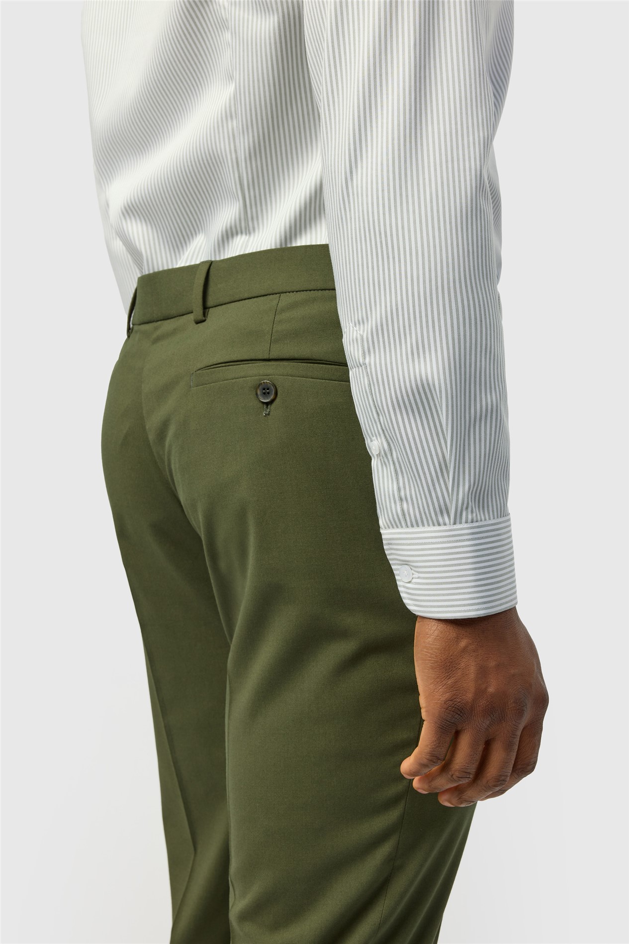 Alexandre Tailored Fit Sage Non Iron Stripe Single Cuff Shirt