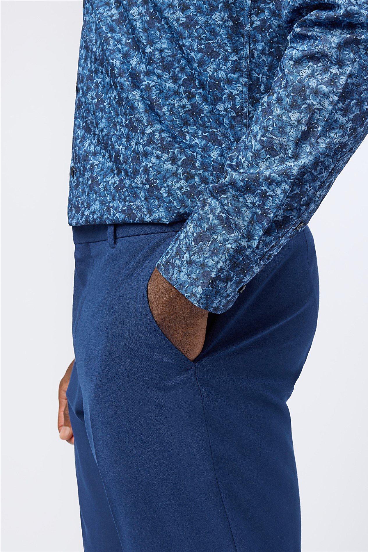 Alexandre Tailored Fit Navy Watercolour Floral Print Shirt
