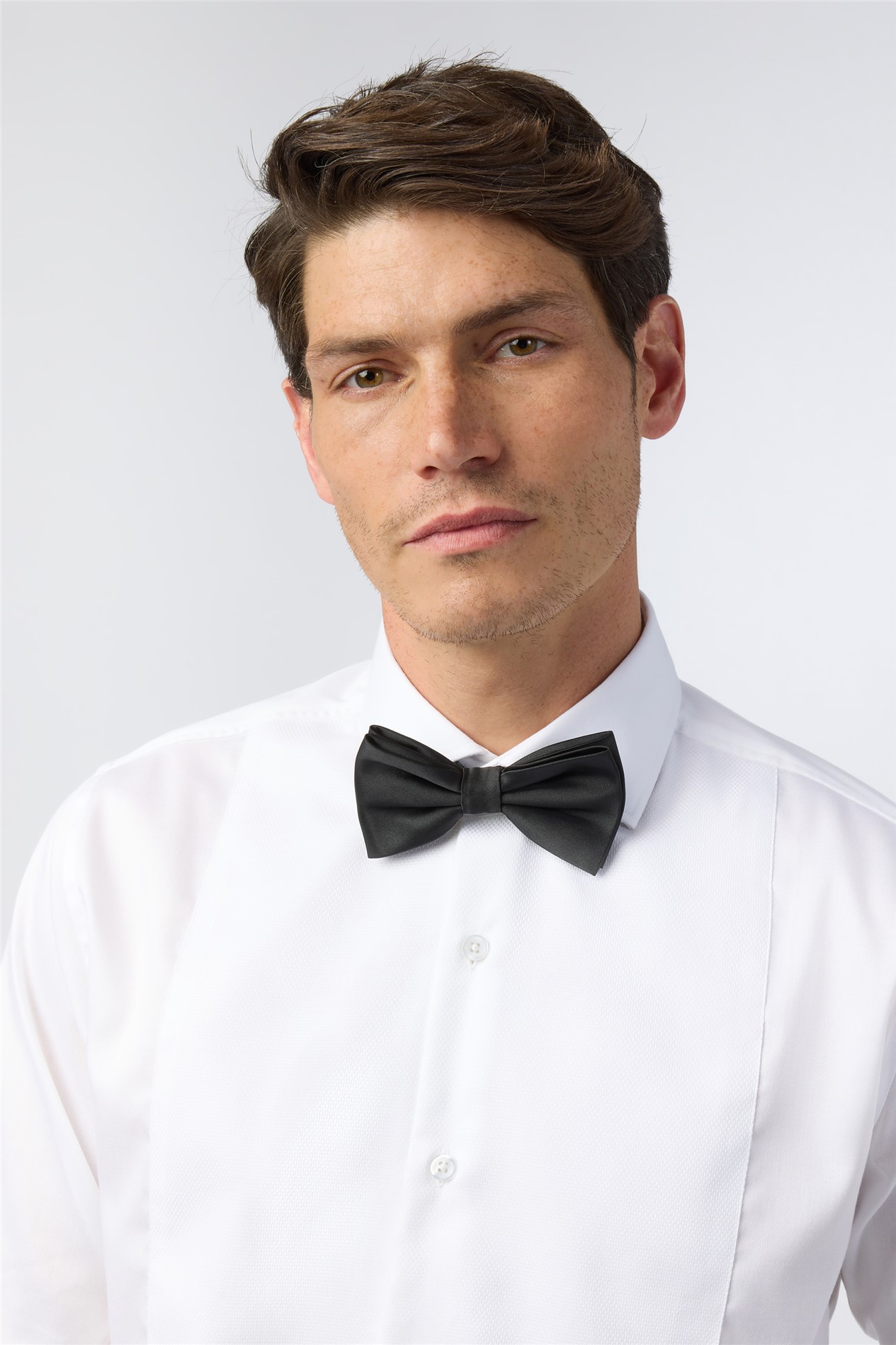 Alexandre Tailored Fit White Non-Iron Bib Dress Double Cuff Shirt