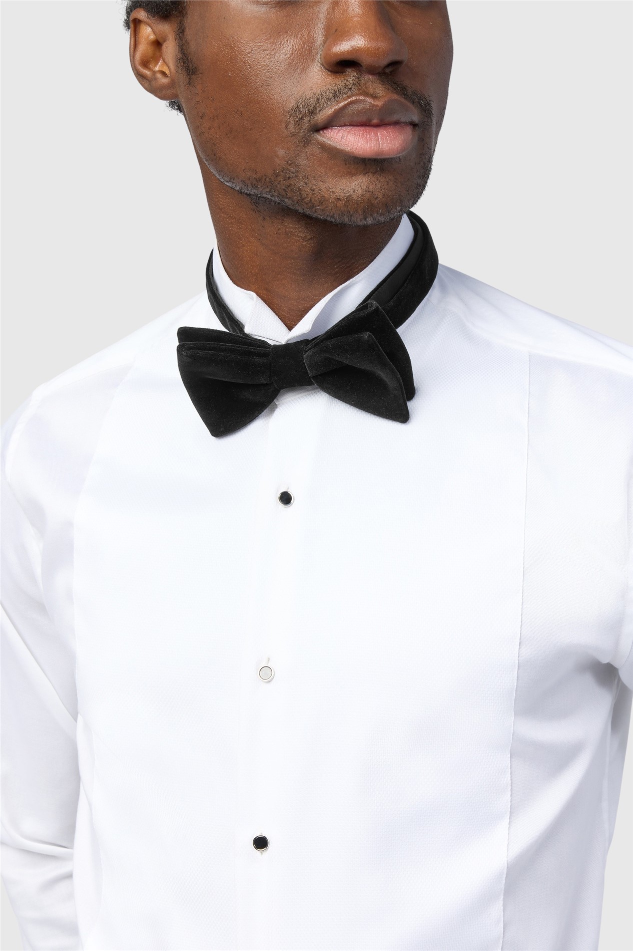Alexandre Tailored Fit White Non-Iron Bib Dress Double Cuff Shirt