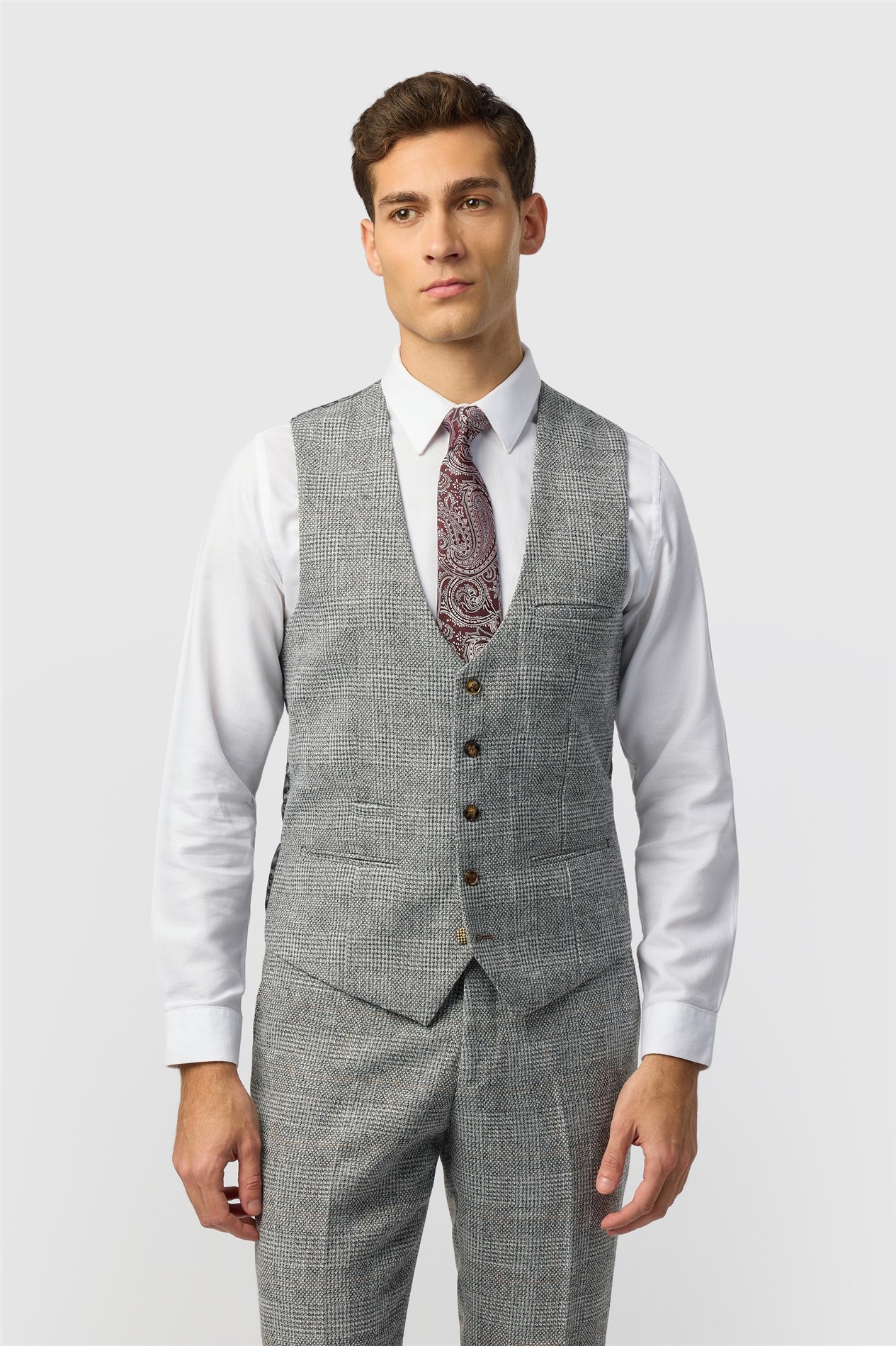 Marc Darcy Slim Fit Kris Silver Waistcoat