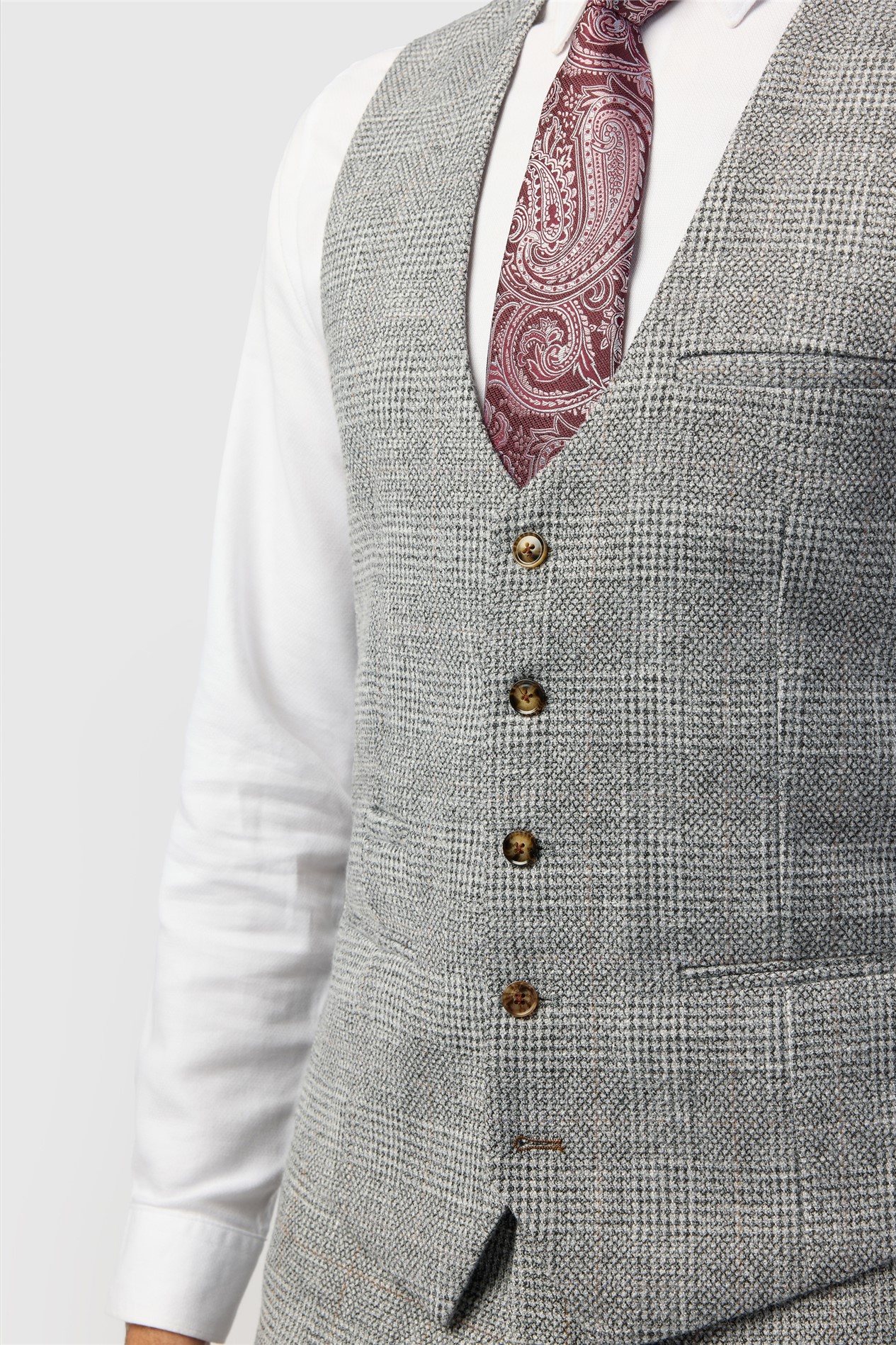 Marc Darcy Slim Fit Kris Silver Waistcoat
