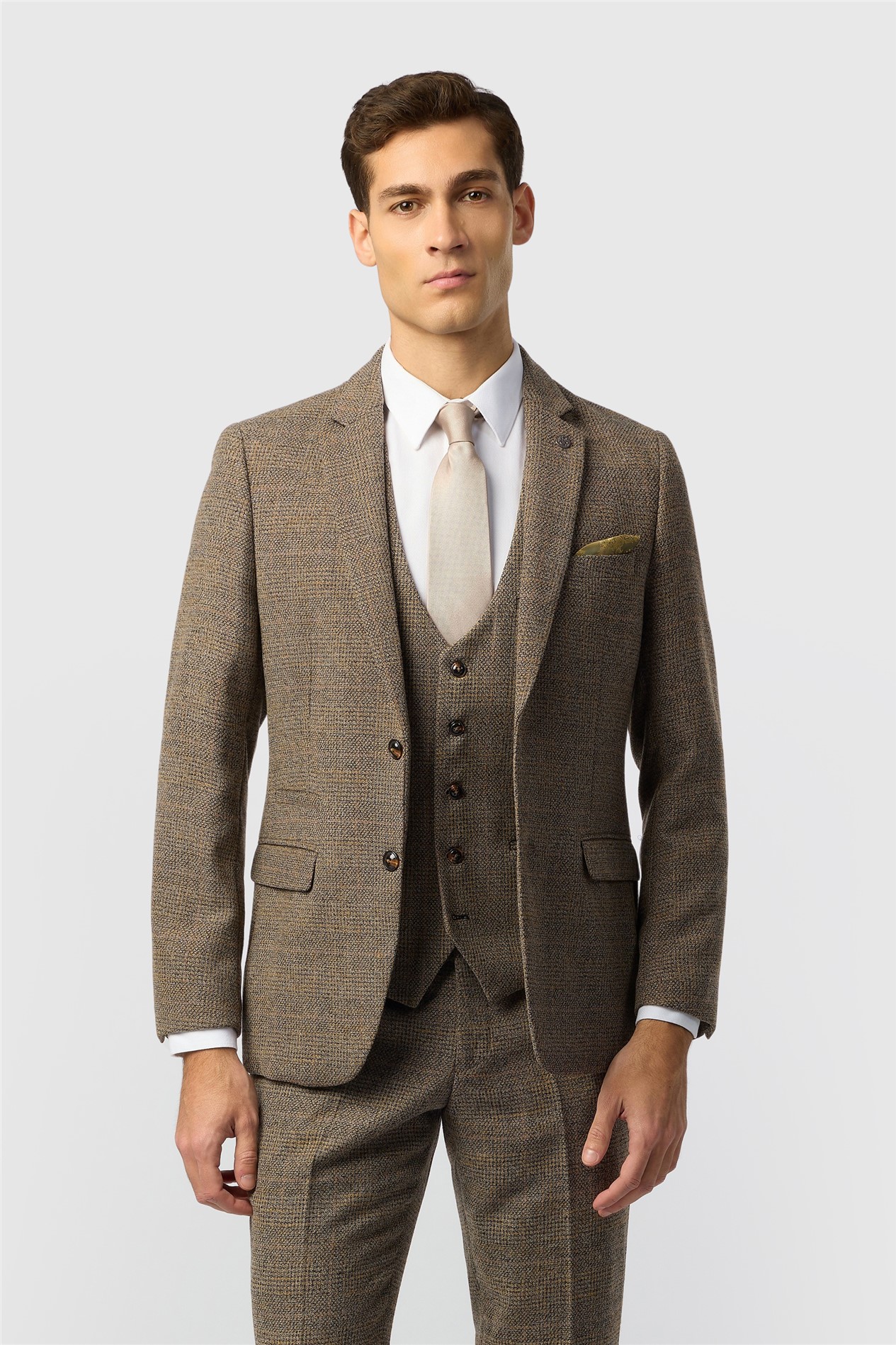 Marc Darcy Slim Fit Kris Tan Tweed Jacket