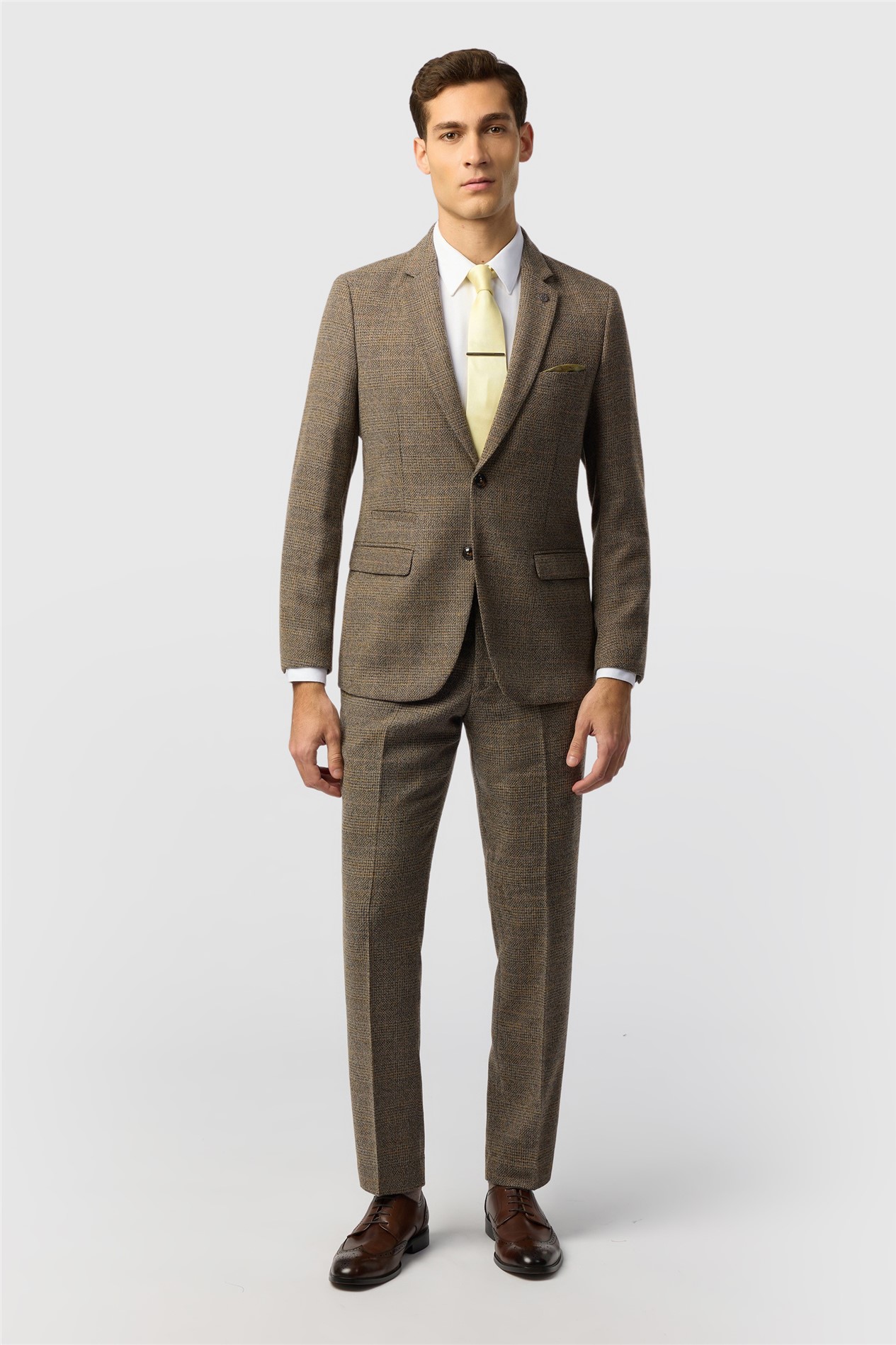 Marc Darcy Slim Fit Kris Tan Tweed Jacket