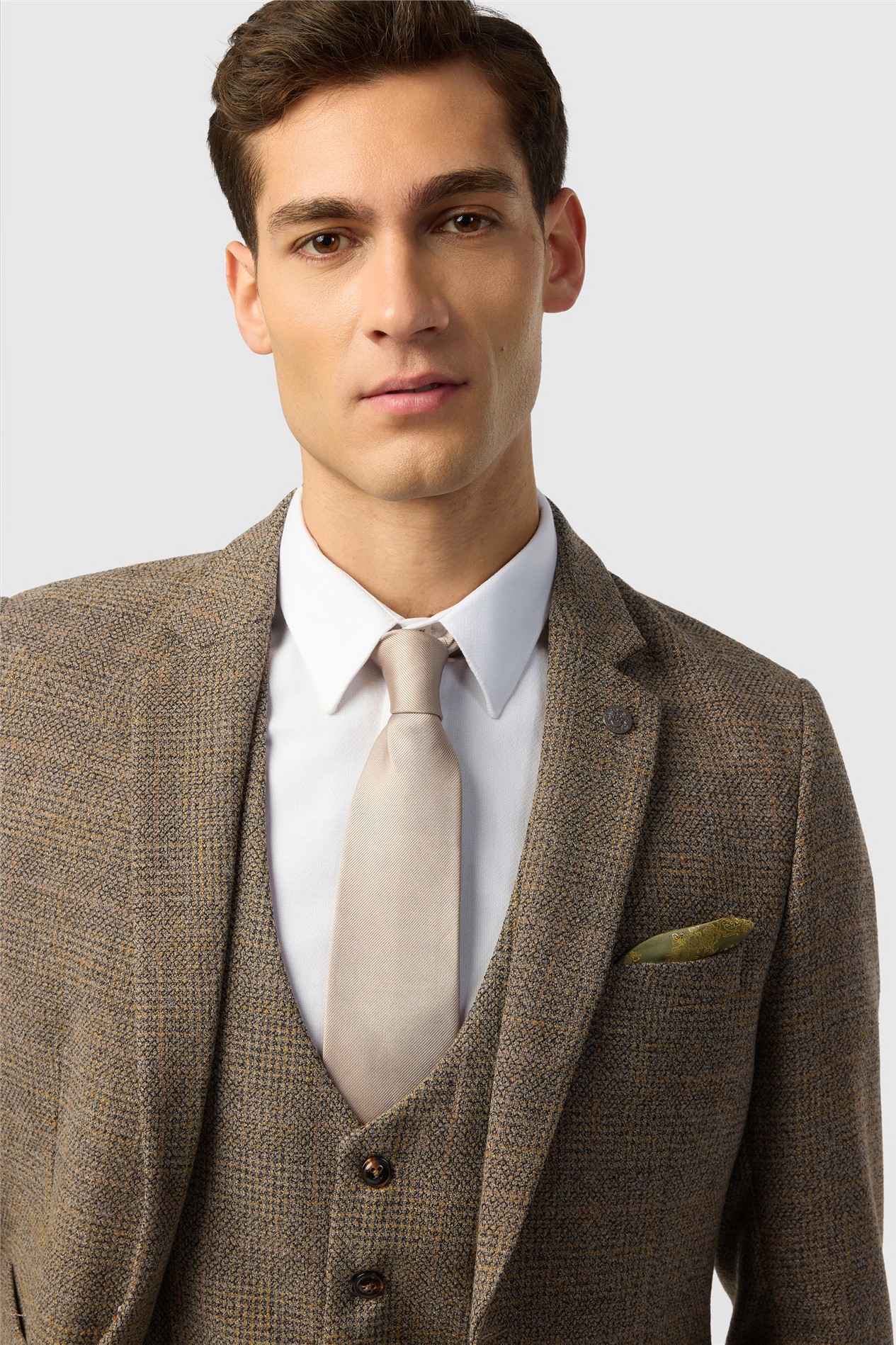 Marc Darcy Slim Fit Kris Tan Tweed Jacket