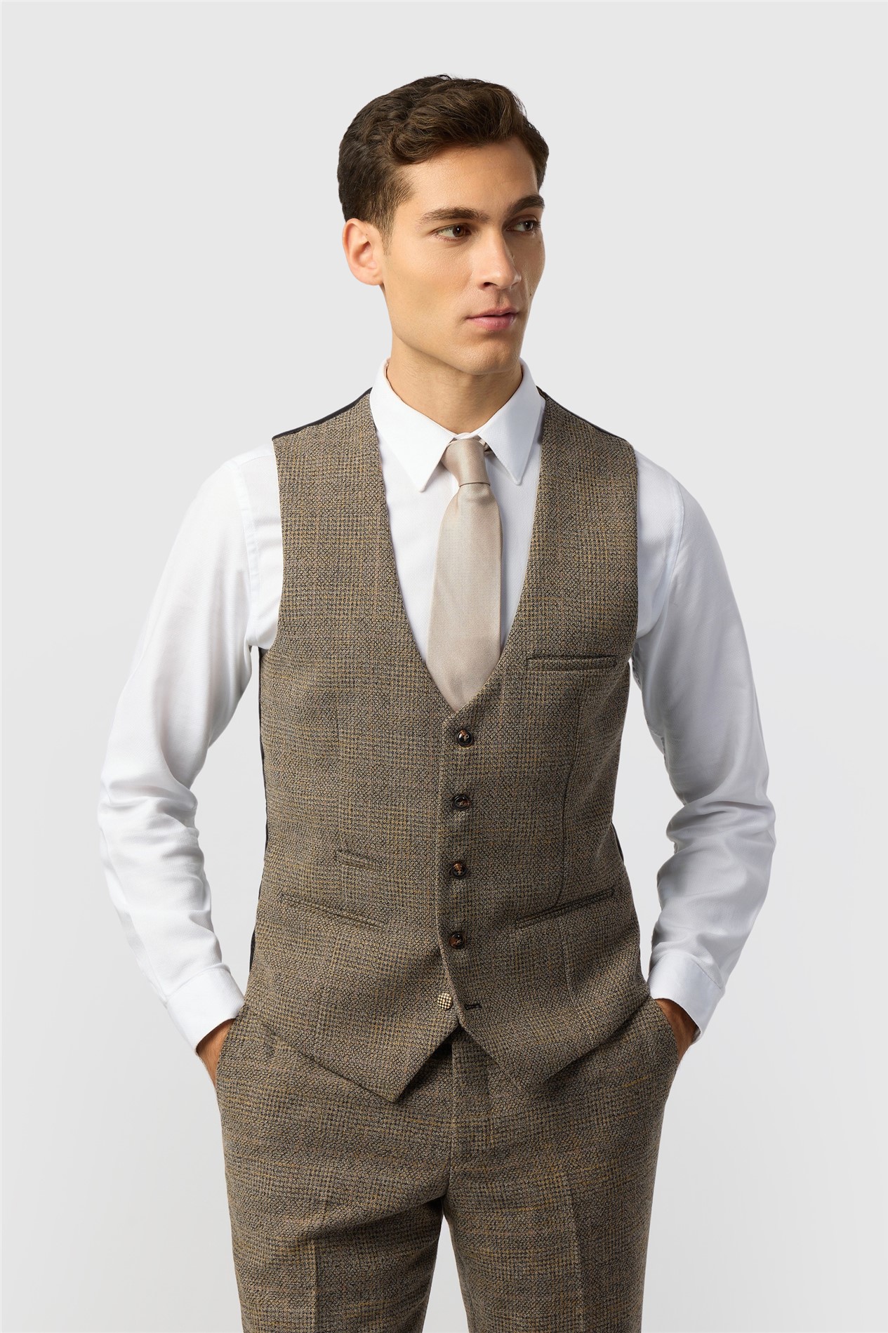 Marc Darcy Slim Fit Kris Tan Waistcoat