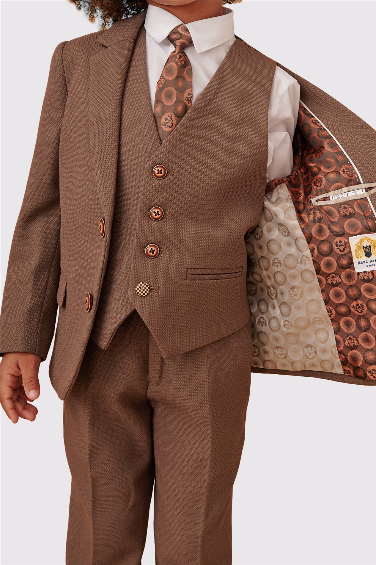Marc Darcy HM5 Children's Tan Check Three Piece Suit