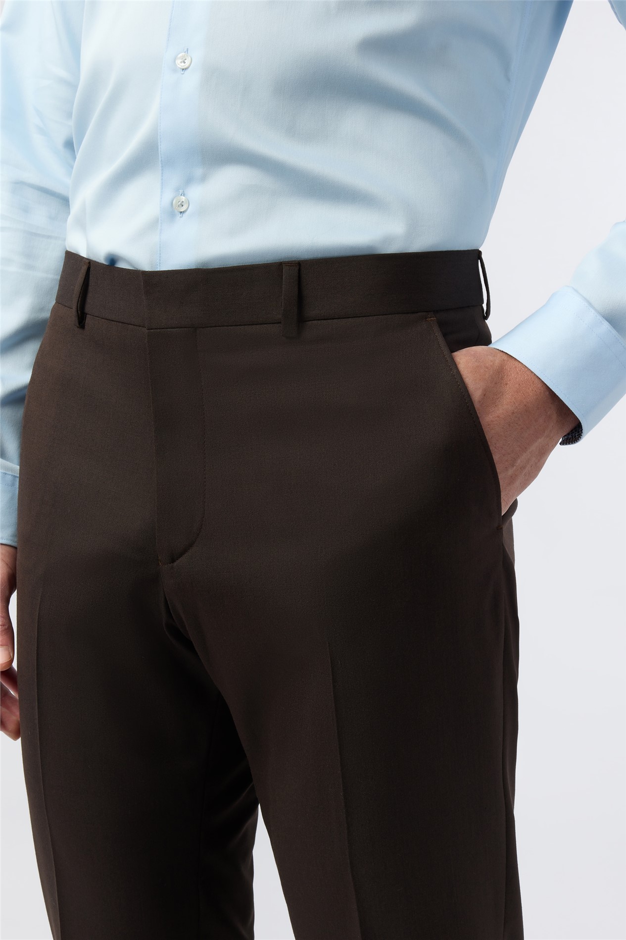 Limehaus Tailored Fit Chocolate Brown Trousers