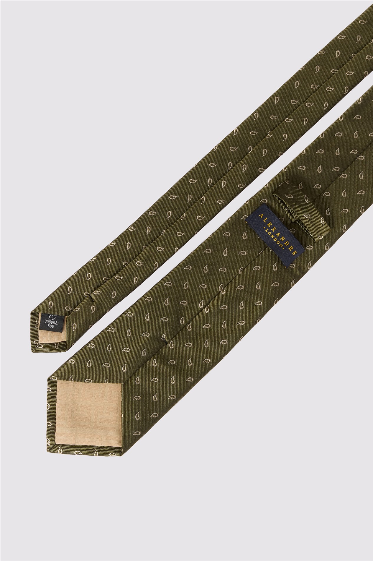 Alexandre Khaki Silk Paisley Tie