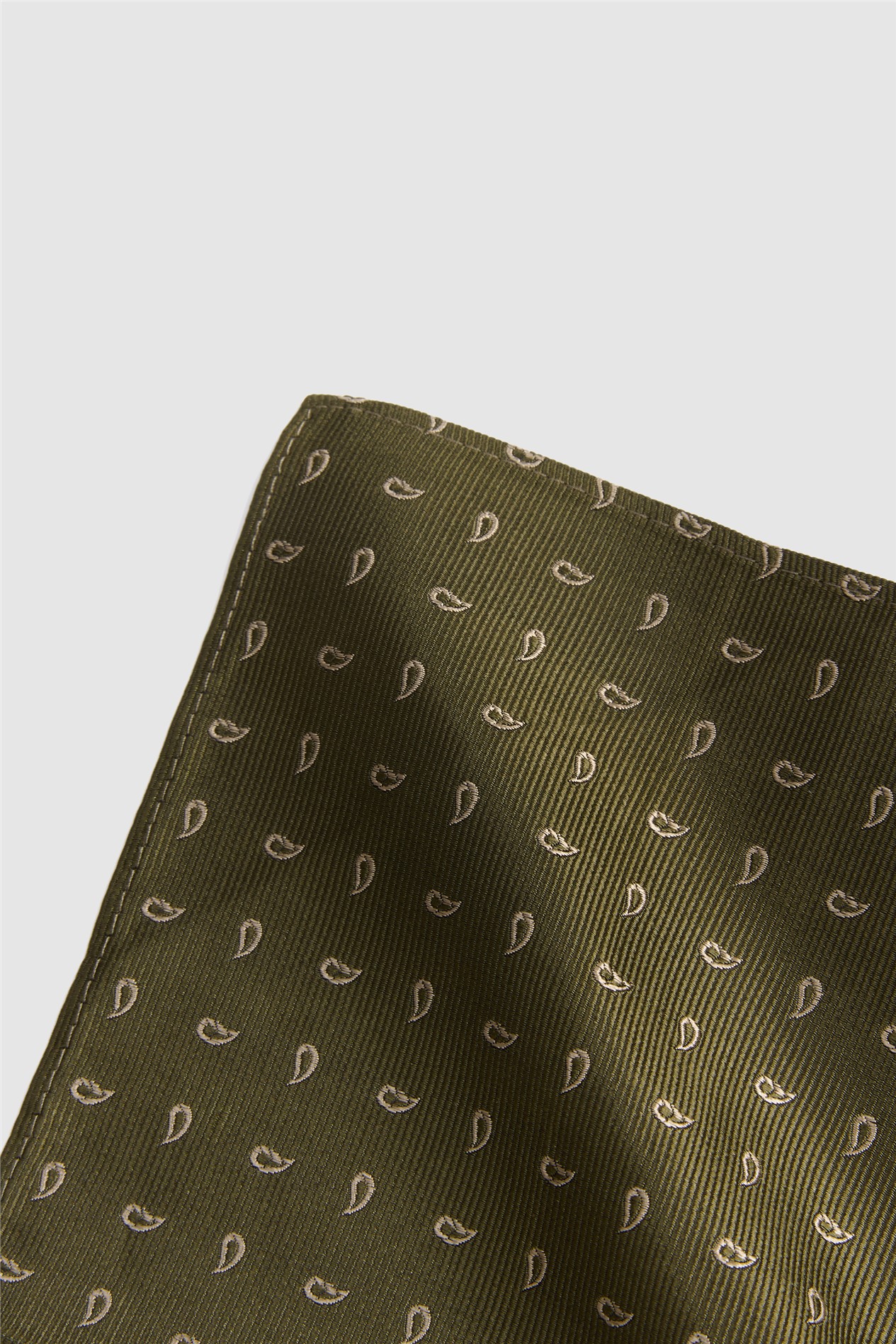 Alexandre Khaki Paisley Pocket Square