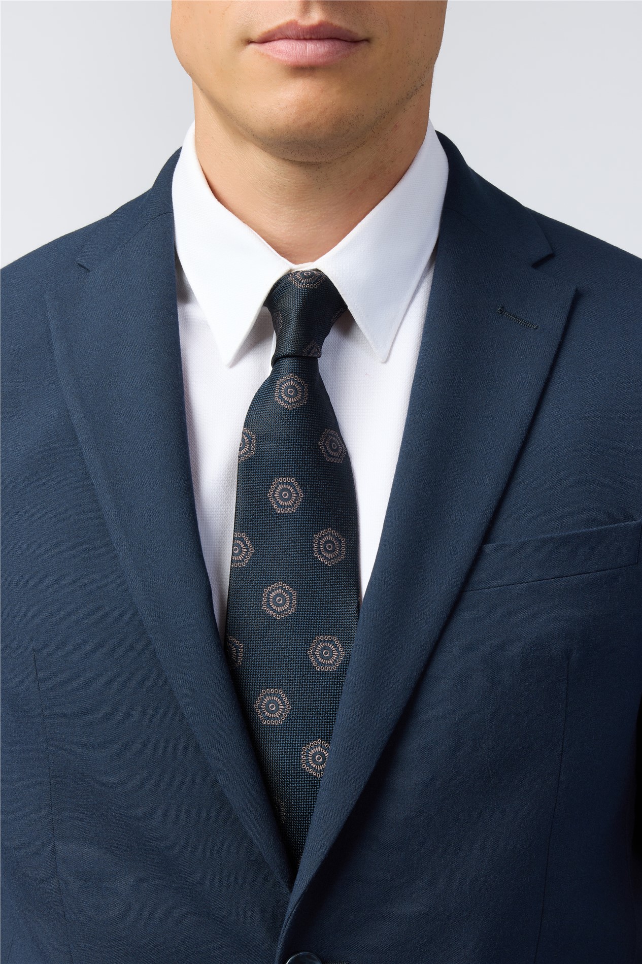 Alexandre Navy Silk Hexagon Medallion Tie