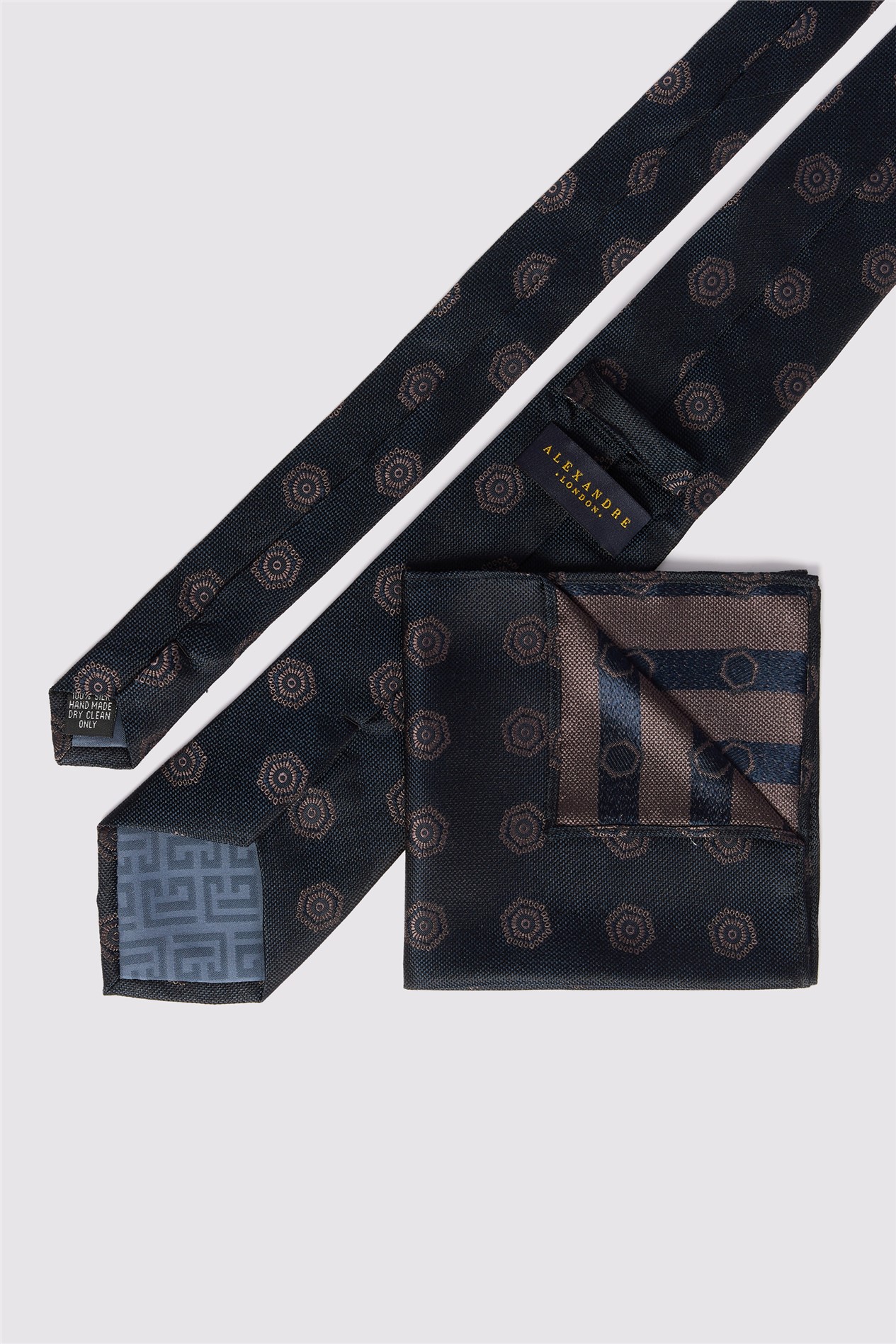 Alexandre Navy Silk Hexagon Medallion Tie