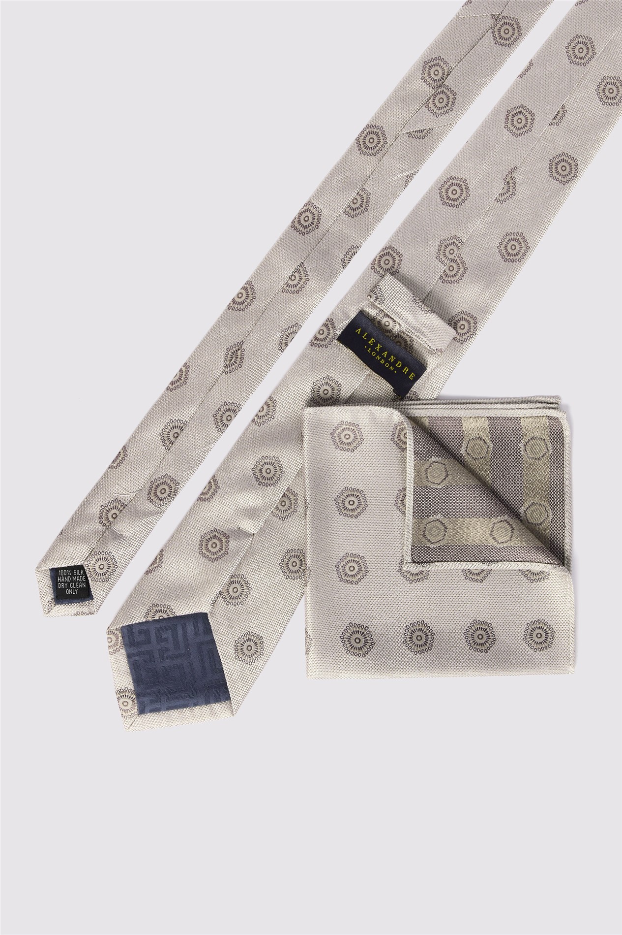 Alexandre Champagne Silk Hexagon Medallion Tie