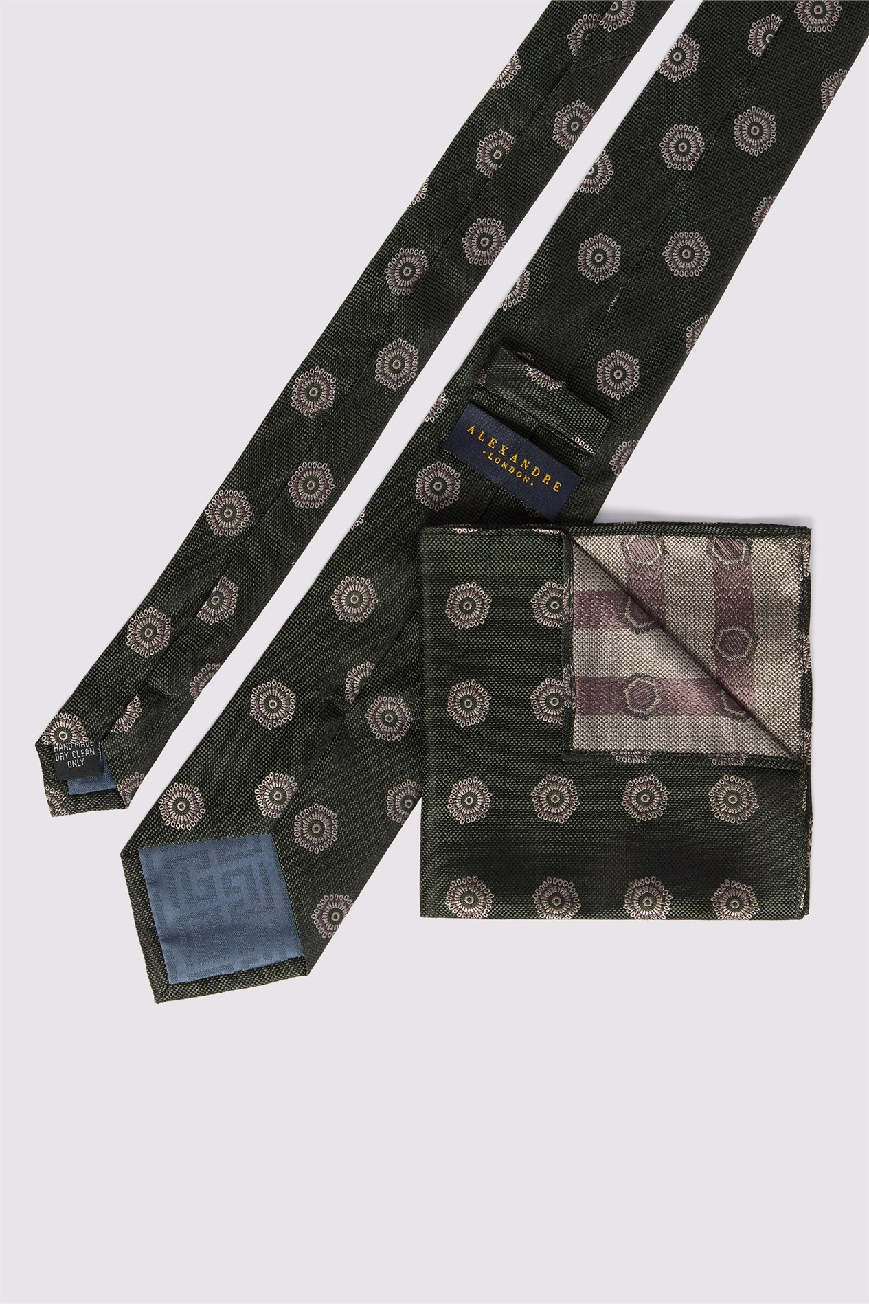 Alexandre Khaki Silk Hexagon Medallion Tie