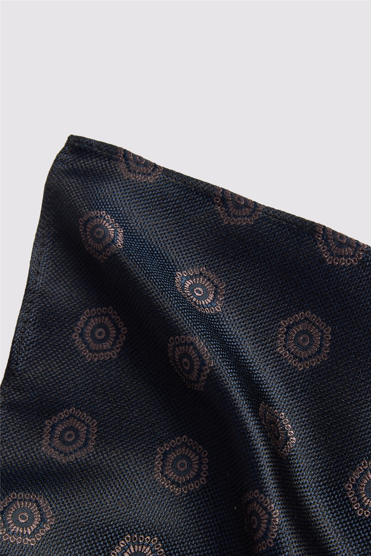 Alexandre Navy Silk Hexagon Medallion Pocket Square