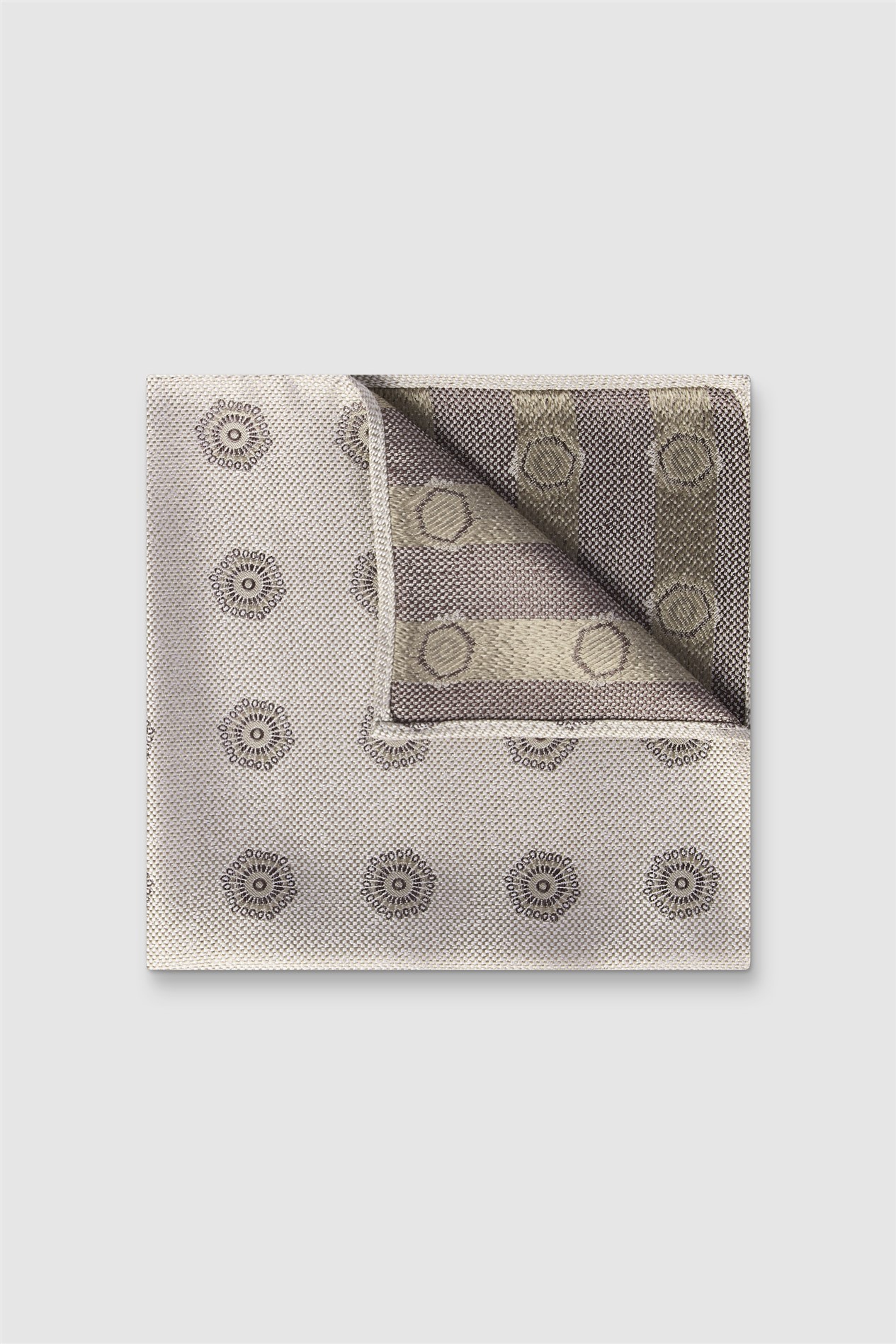Alexandre Champagne Silk Hexagon Medallion Pocket Square