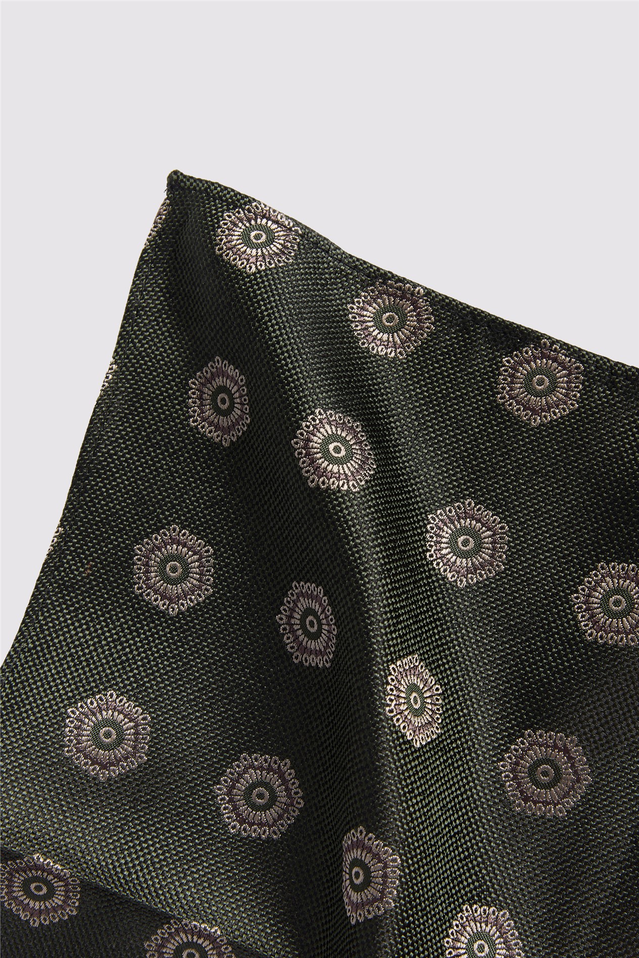 Alexandre Khaki Silk Hexagon Medallion Pocket Square