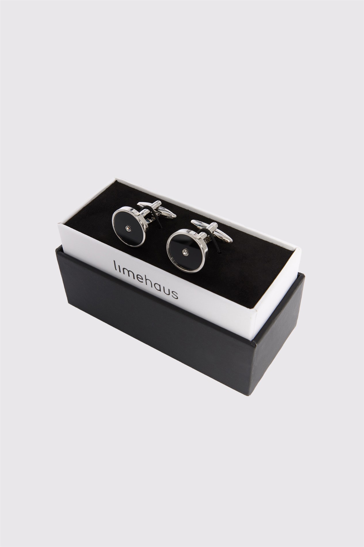 Limehaus Silver Round Diamante Cufflinks