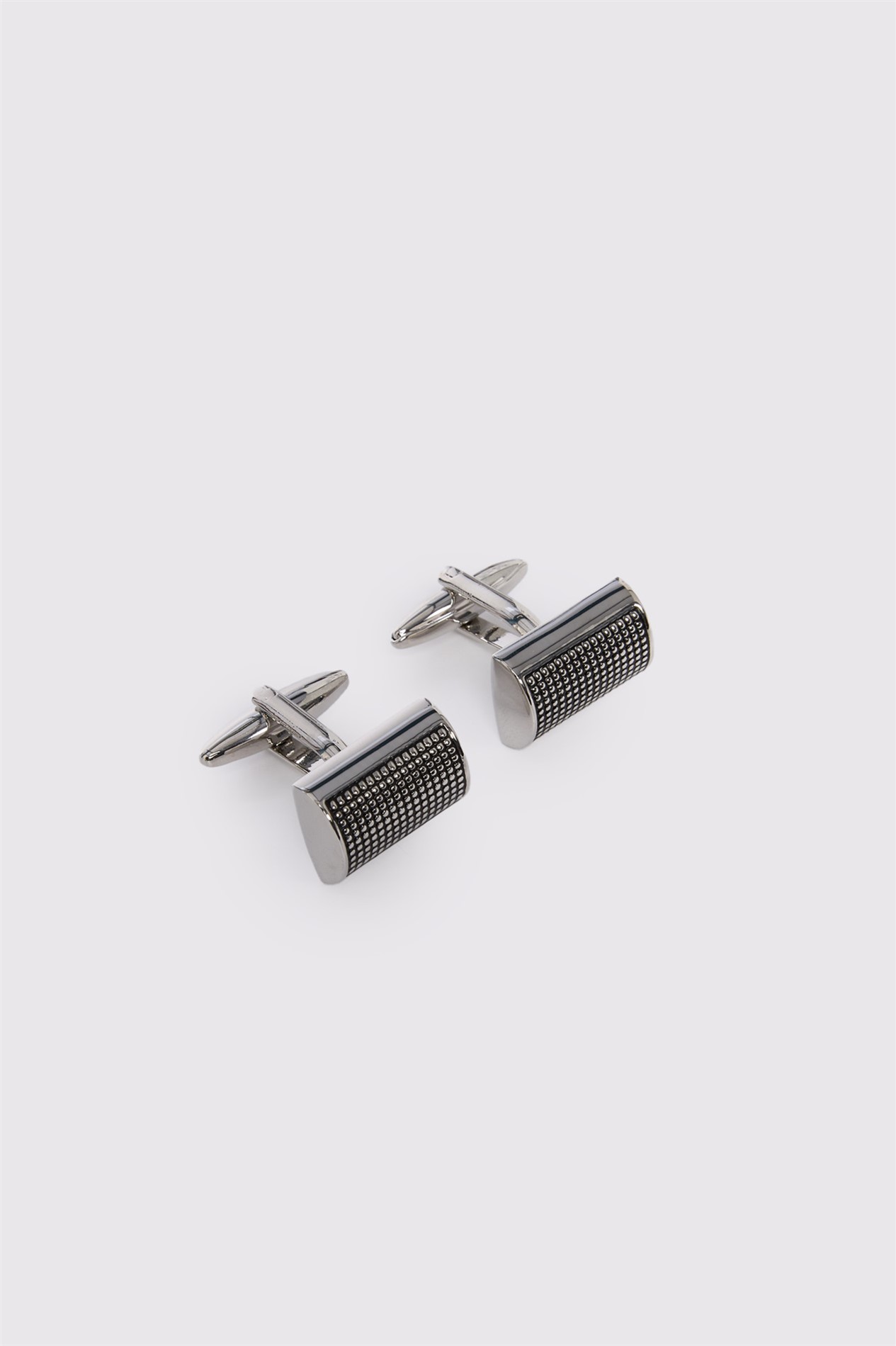 Limehaus Silver Textured Half Barrel Cufflinks
