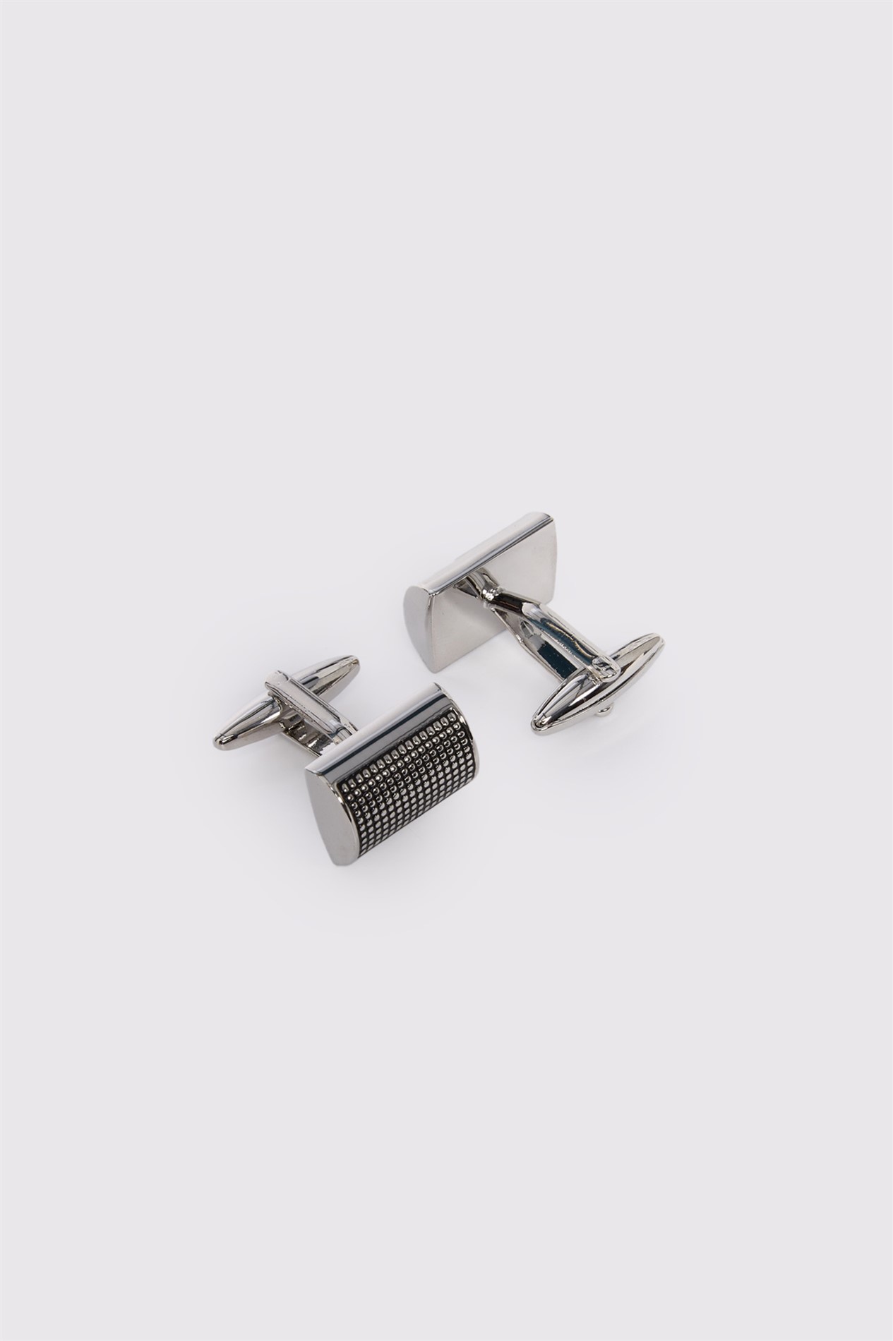 Limehaus Silver Textured Half Barrel Cufflinks