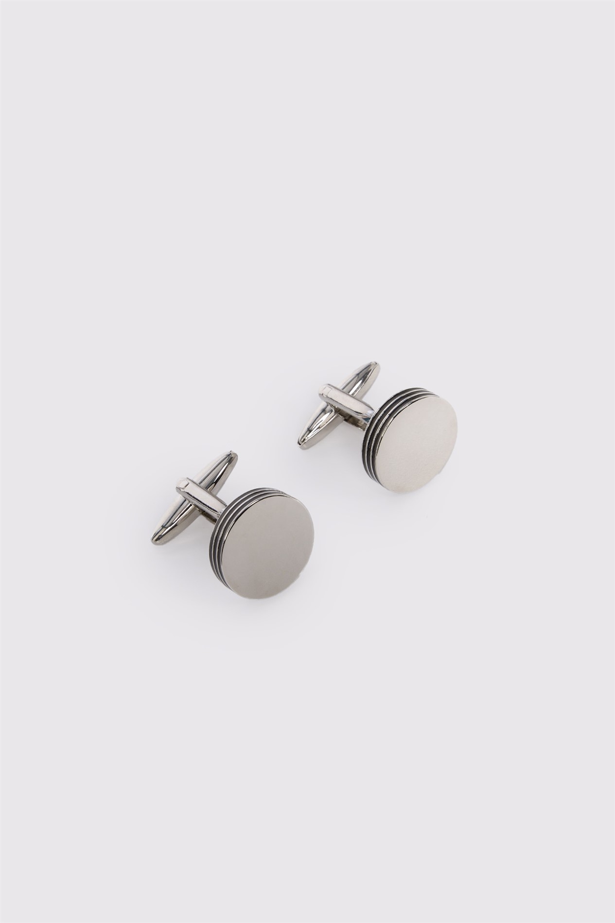 Limehaus Silver Round Chunky Cufflinks