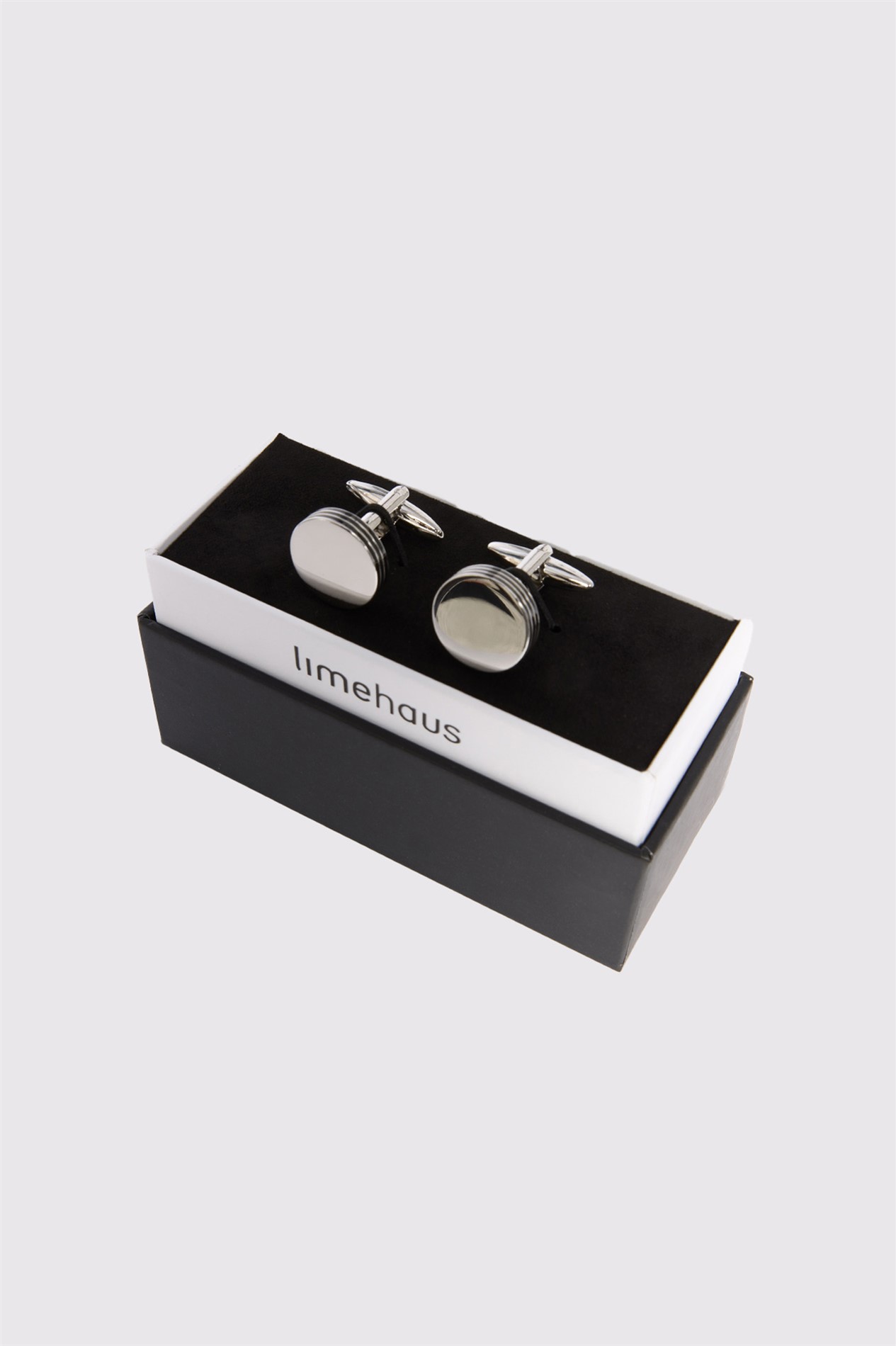 Limehaus Silver Round Chunky Cufflinks