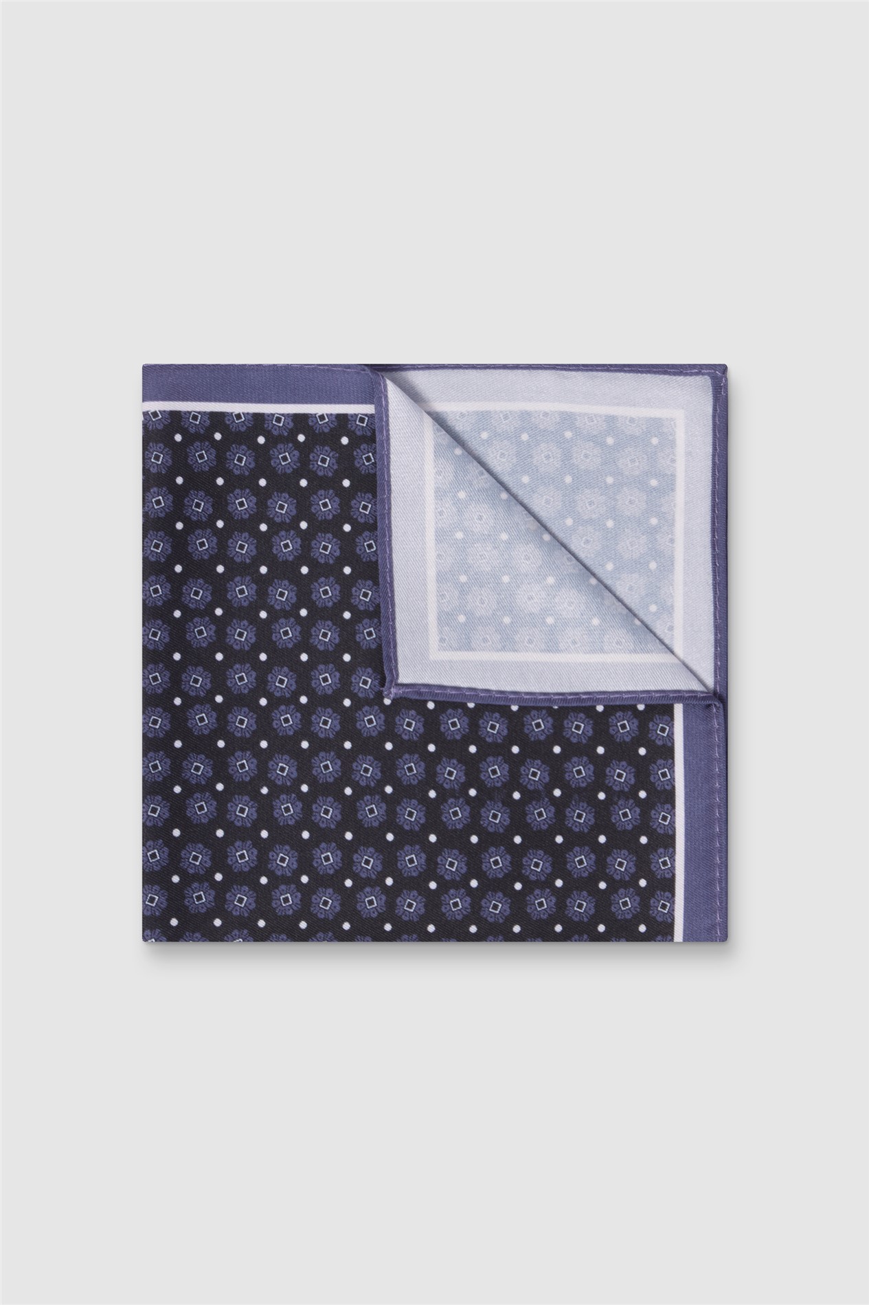 Alexandre Blue Silk Geo Pocket Square