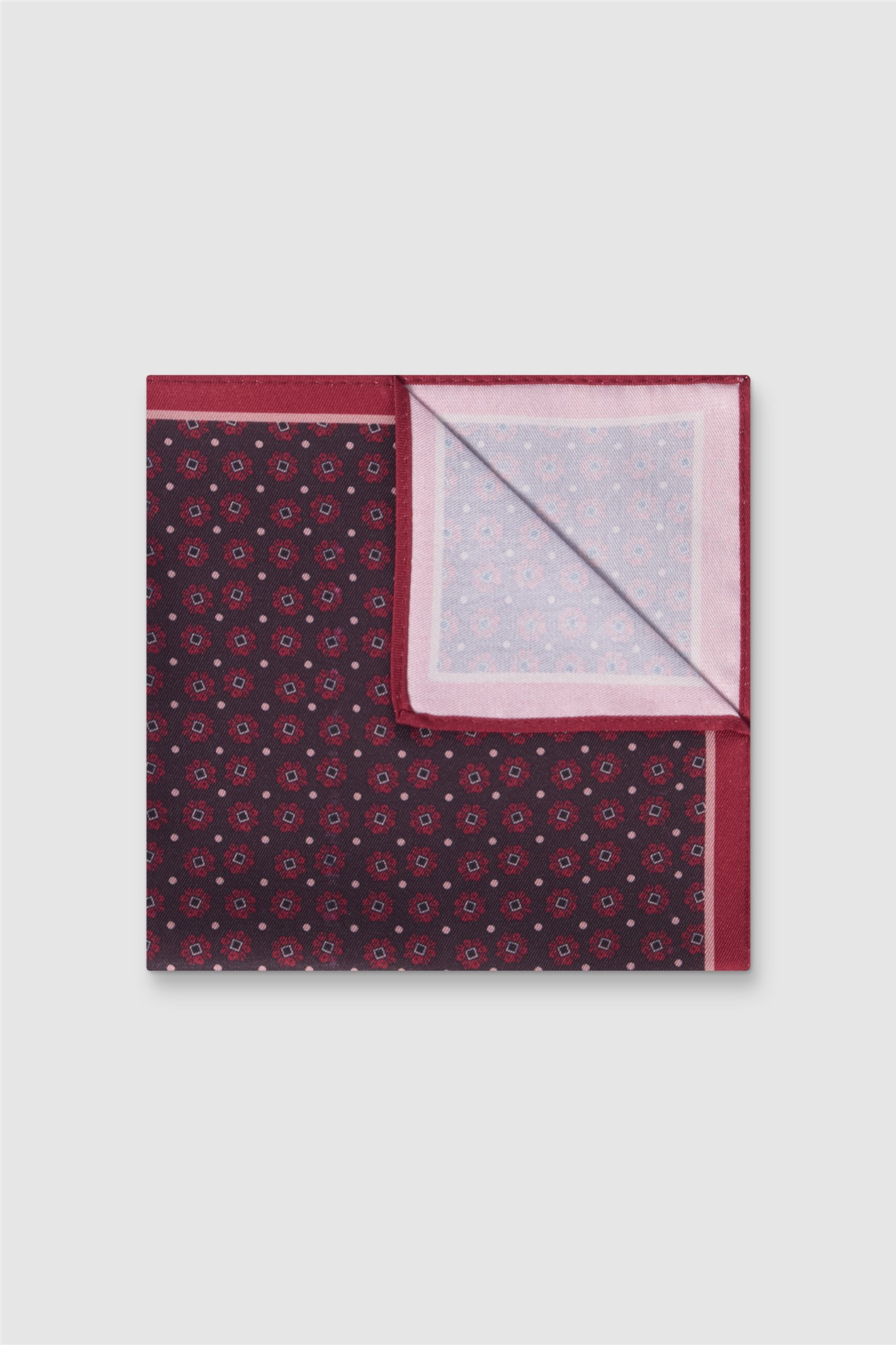 Alexandre Red Silk Geo Pocket Square