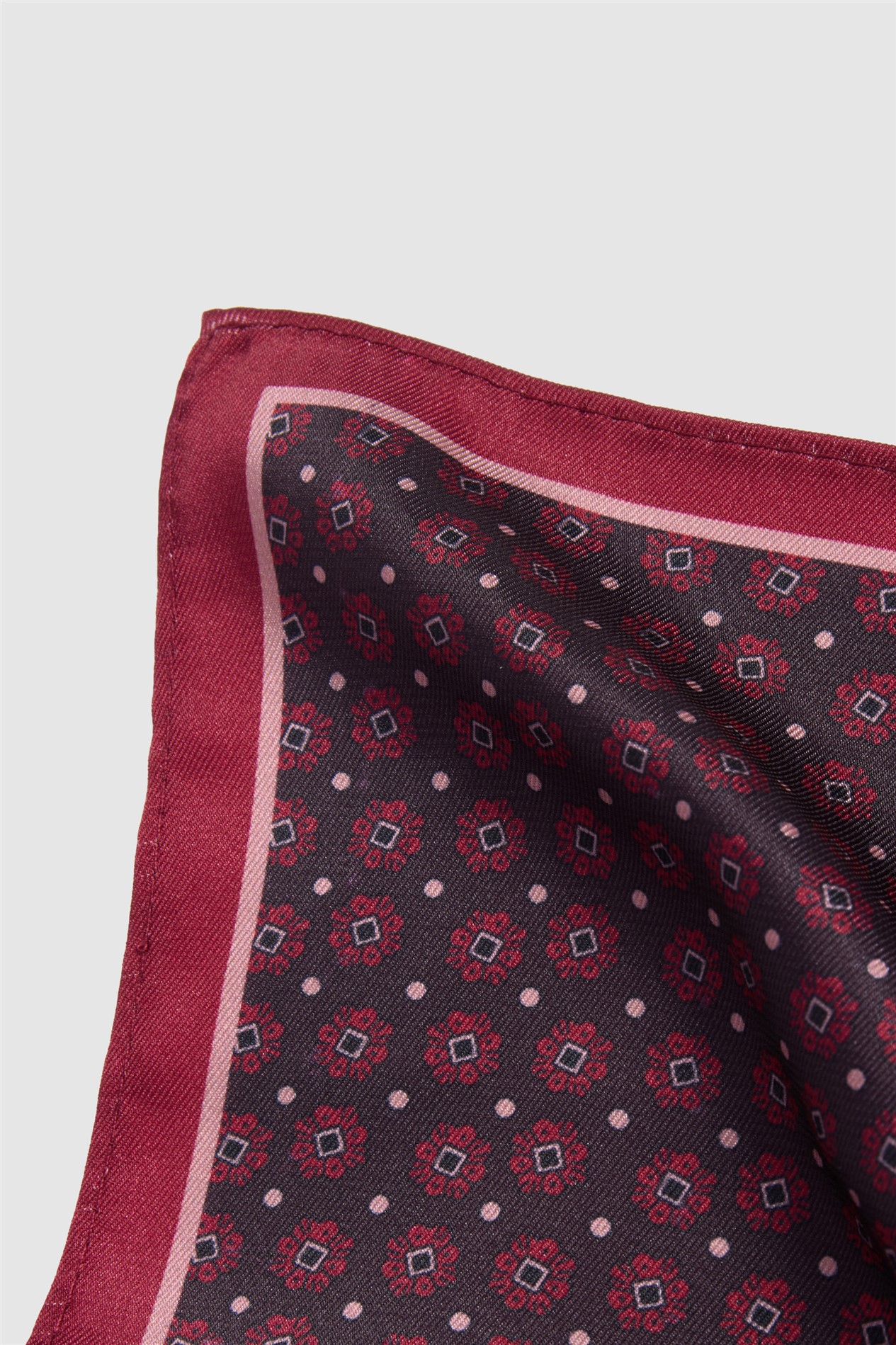 Alexandre Red Silk Geo Pocket Square