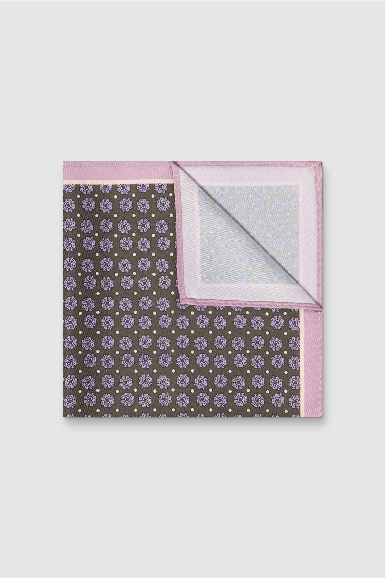 Alexandre Olive Silk Geo Pocket Square