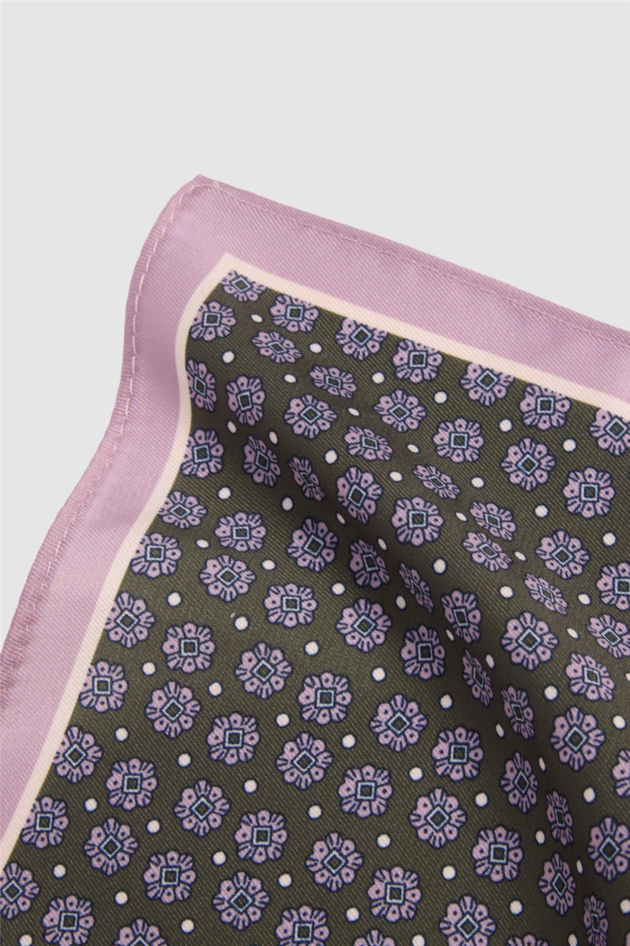 Alexandre Olive Silk Geo Pocket Square