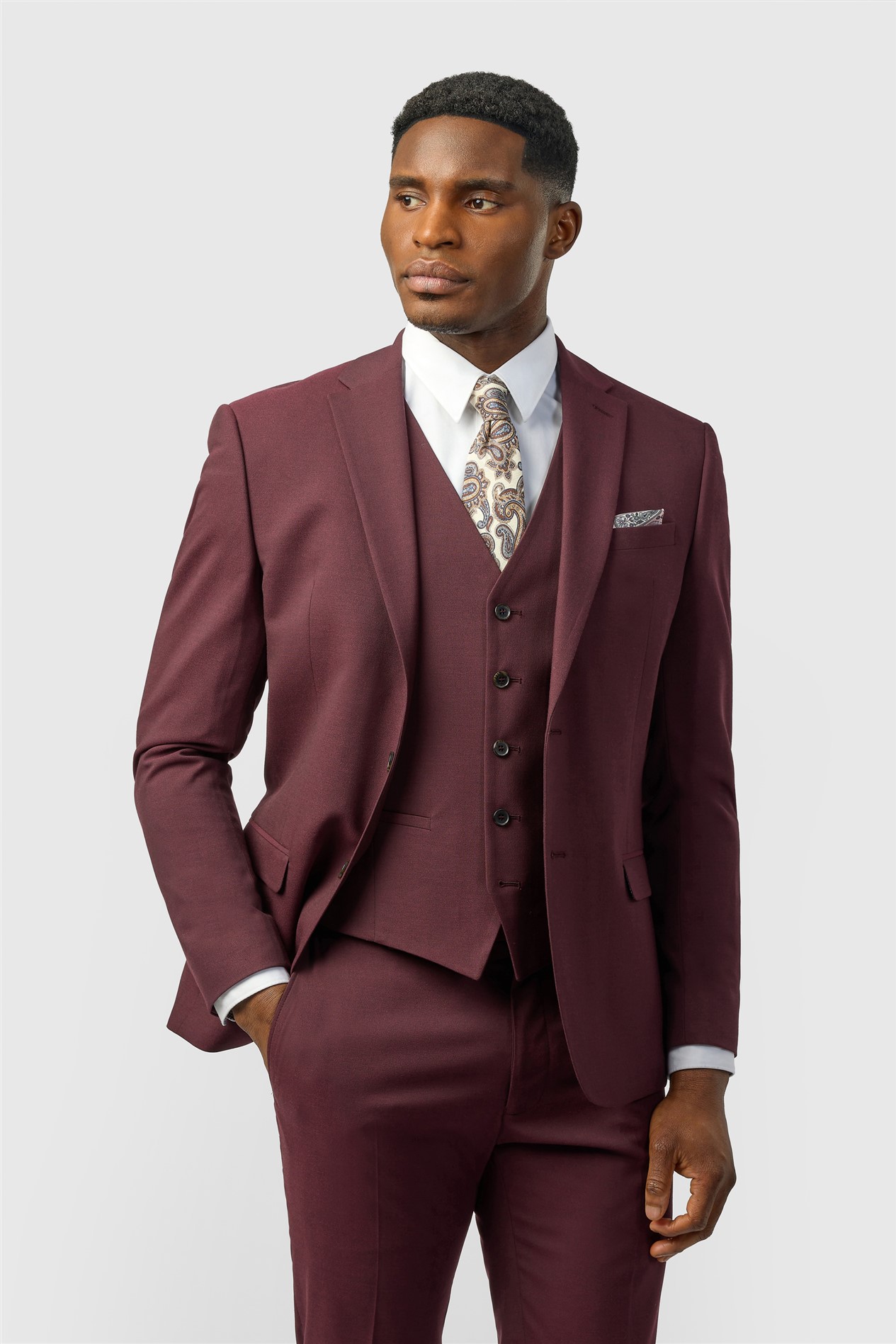 princess polly baby blue dress Burgundy Business Prom Suit With Shawl Lapel main image 0