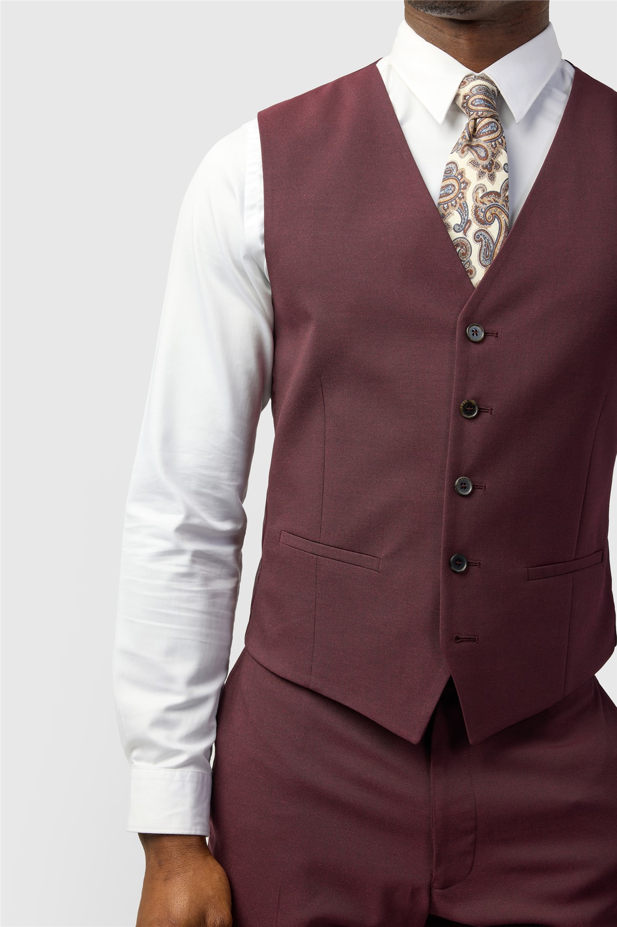 Limehaus Slim Fit Burgundy Waistcoat