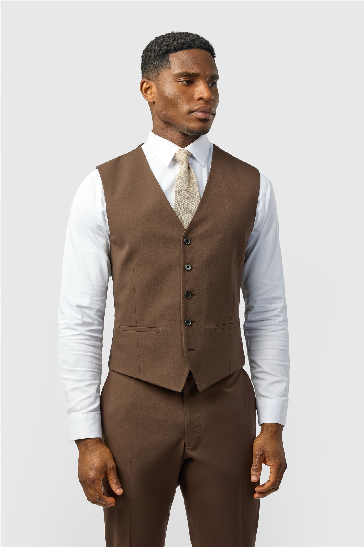 Limehaus Slim Fit Brown Waistcoat