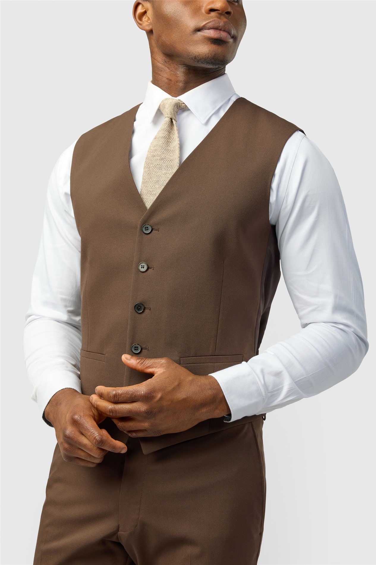 Limehaus Slim Fit Brown Waistcoat