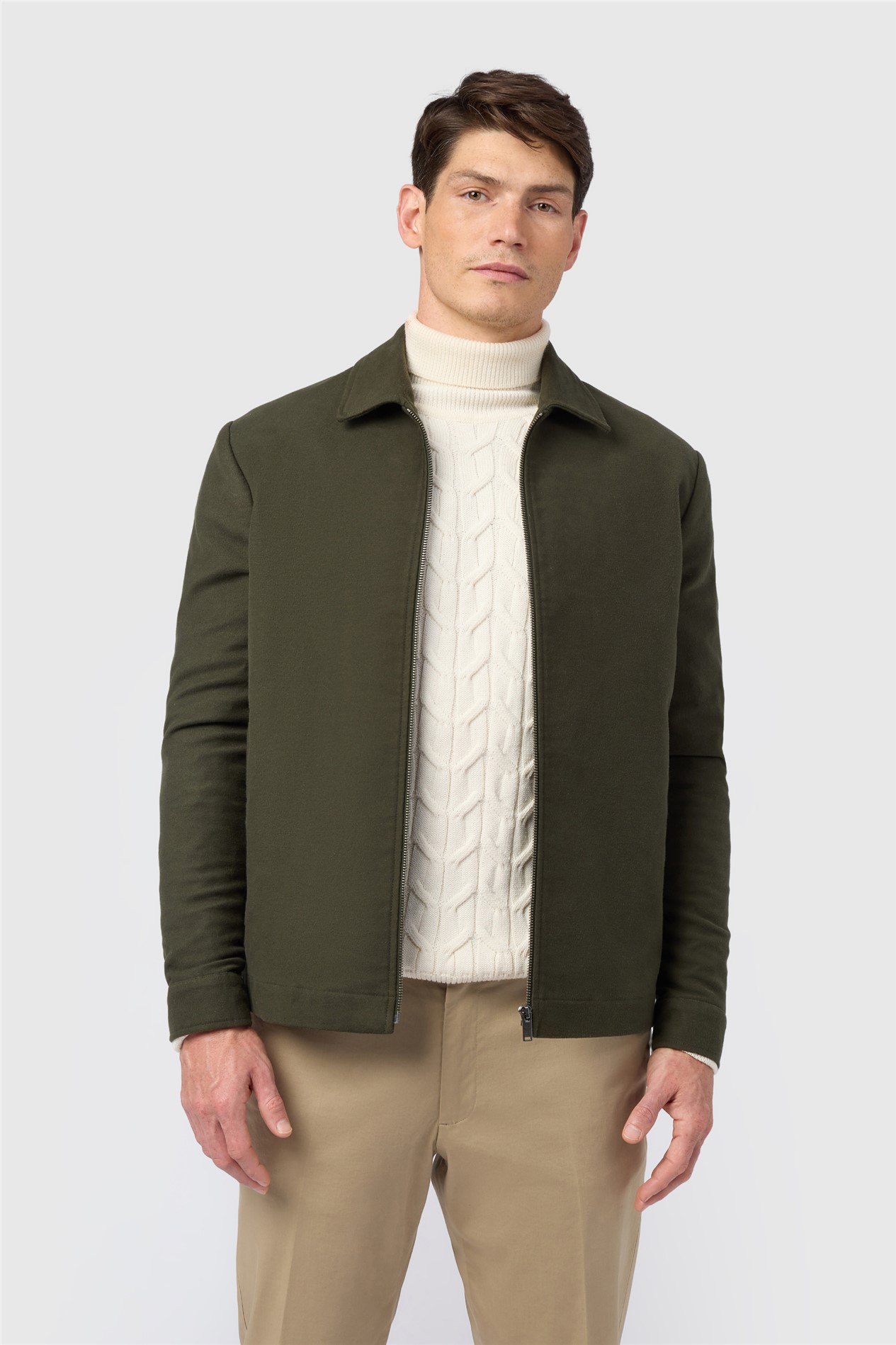 Melka Olive Zipped Harrington Jacket
