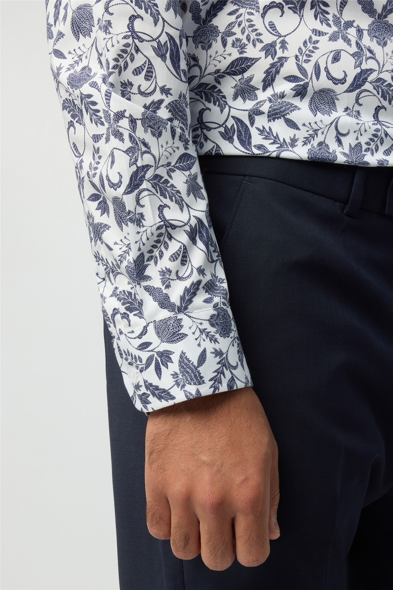 Alexandre Tailored Fit Navy Paisley Shirt