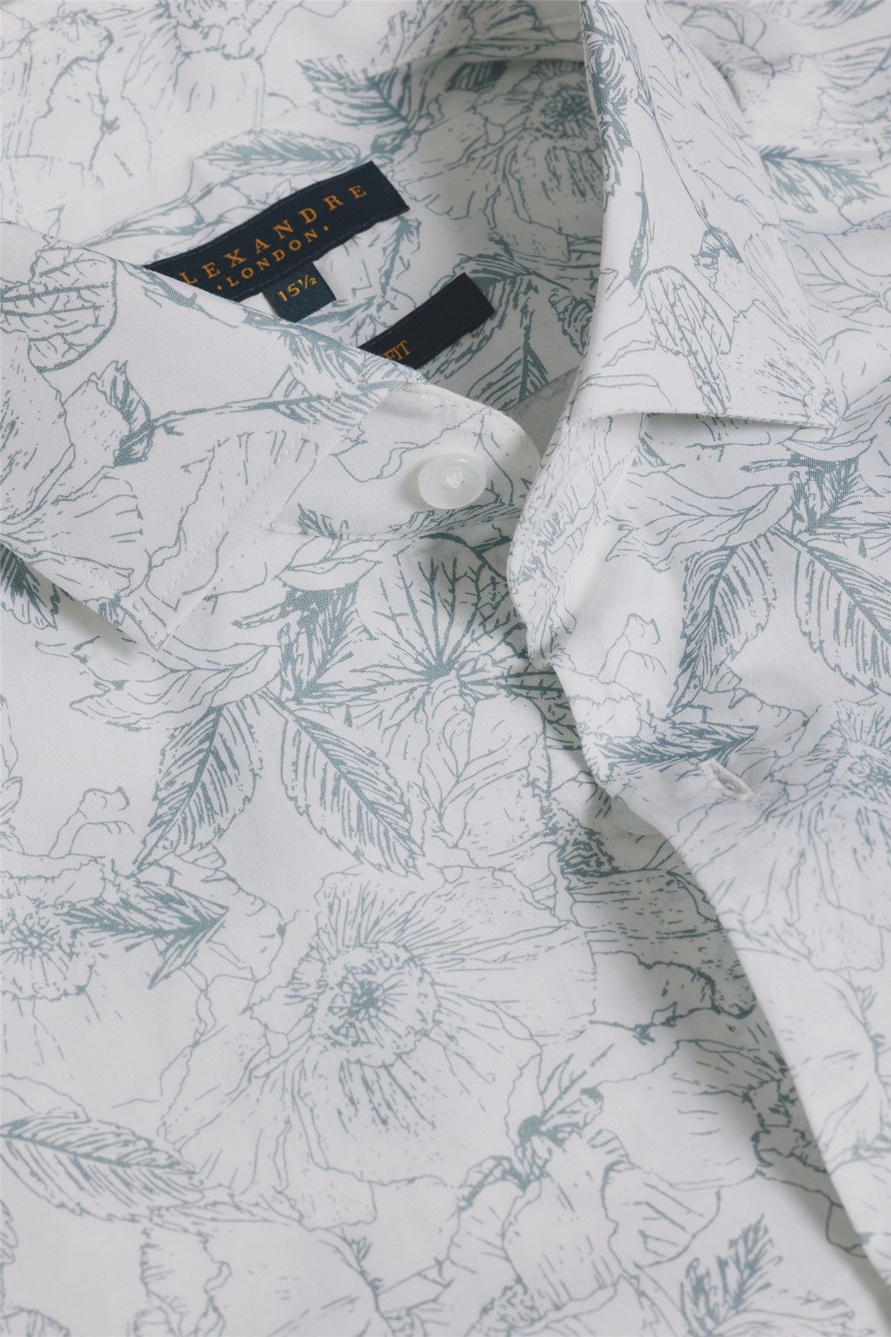 Alexandre Tailored Fit Airforce Sketch Floral Shirt